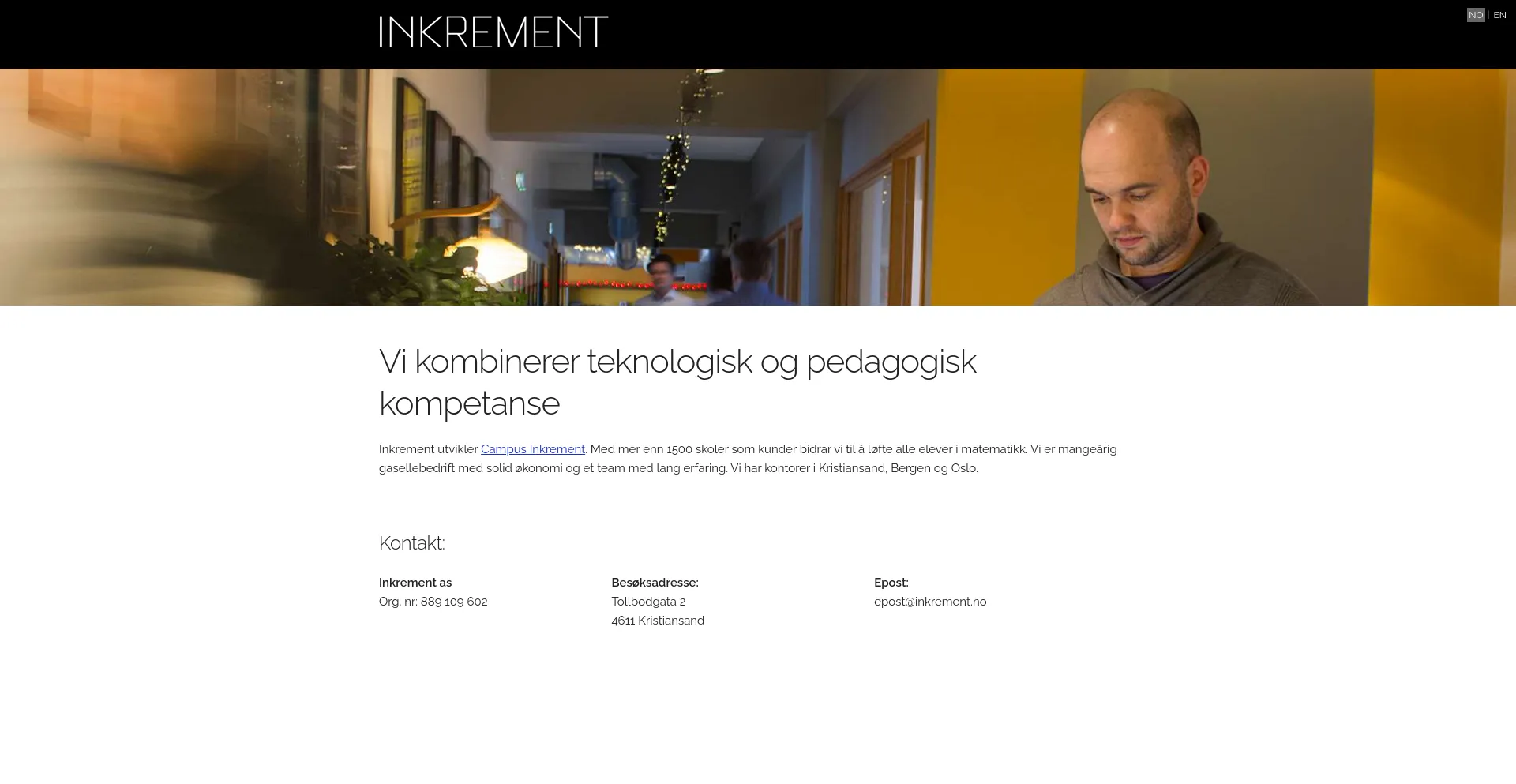 Screenshot of inkrement.no homepage