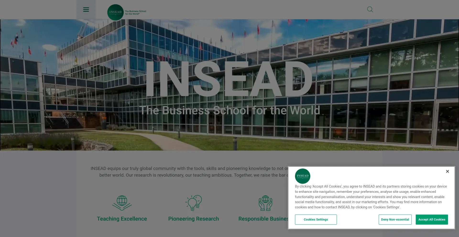 Screenshot of insead.edu homepage