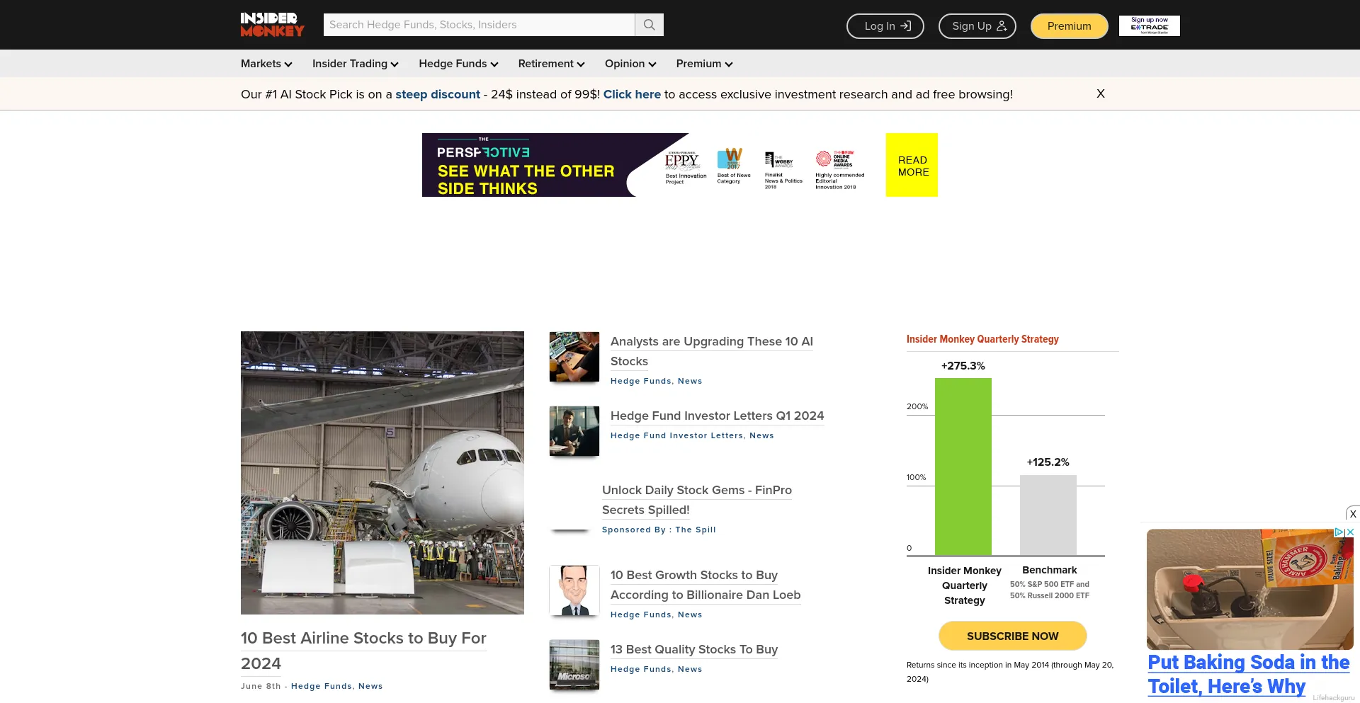 Screenshot of insidermonkey.com homepage