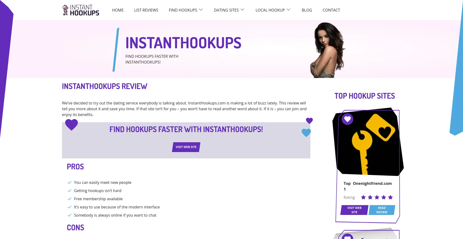 Screenshot of instanthookups.org homepage