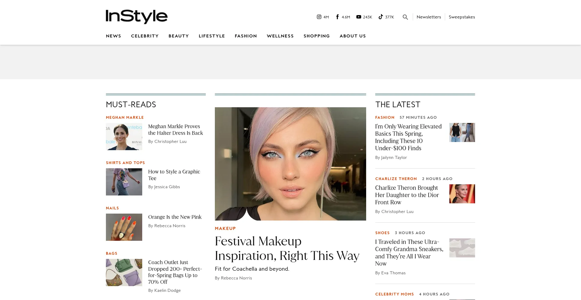Screenshot of instyle.com homepage