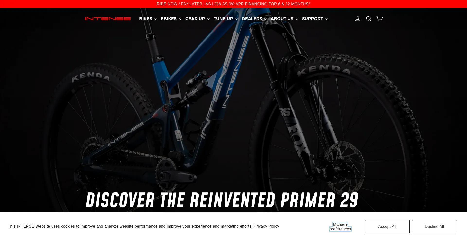 Screenshot of intensecycles.com homepage