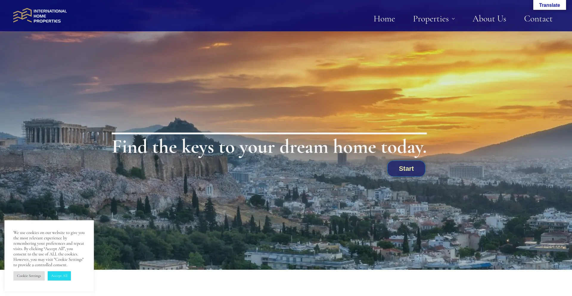 Screenshot of internationalhomeproperties.com homepage