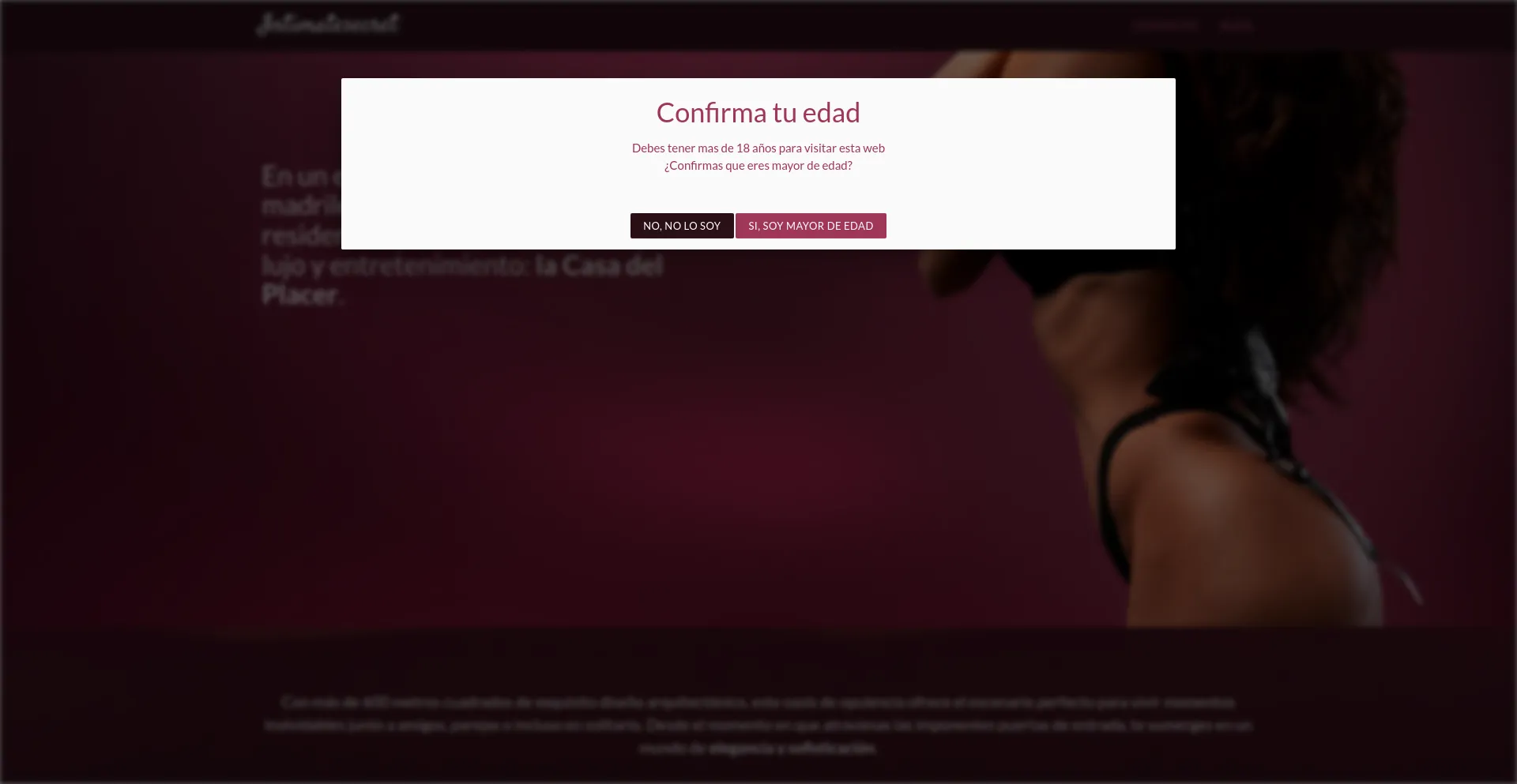 Screenshot of intimatesecret.org homepage