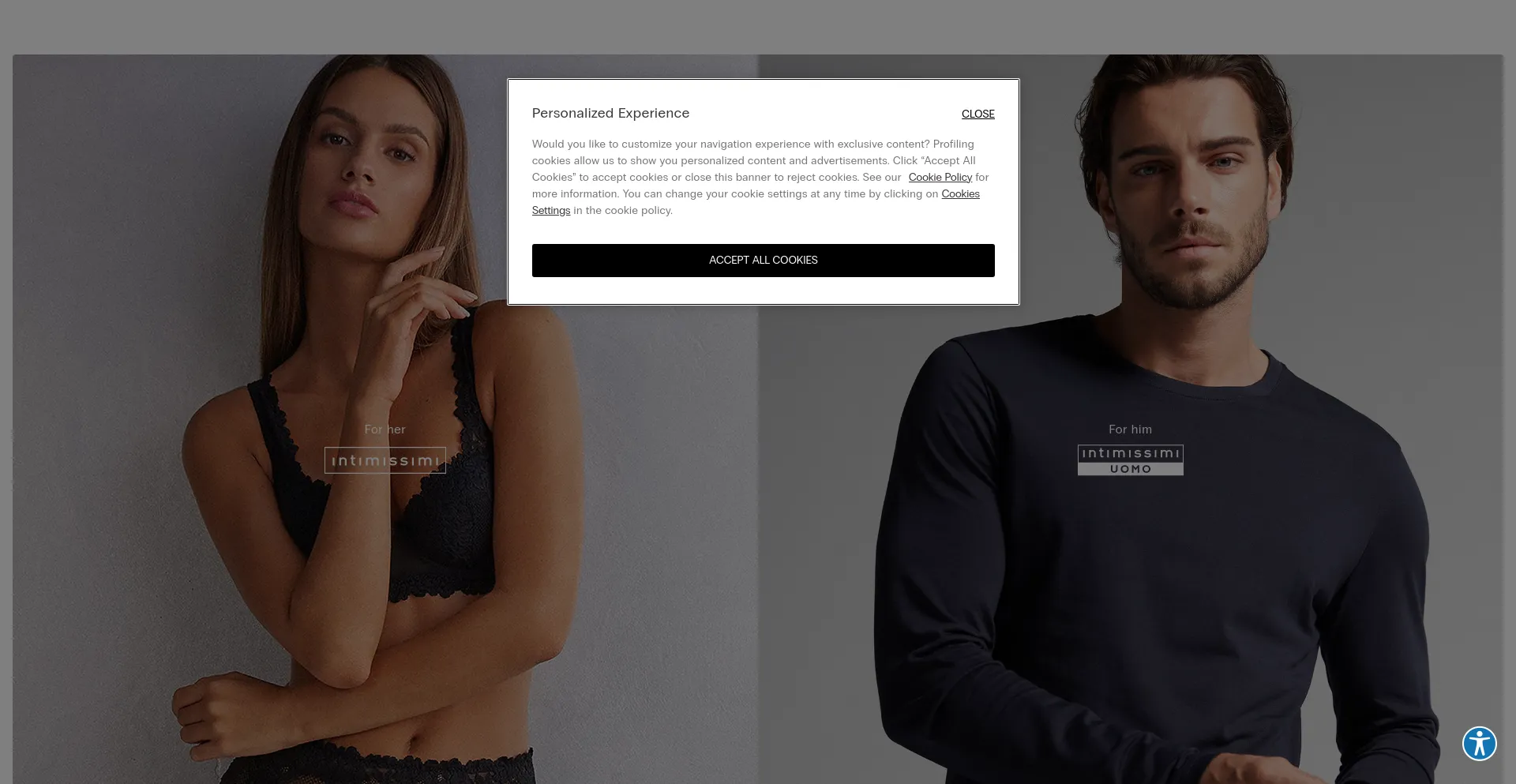 Screenshot of intimissimi.com homepage