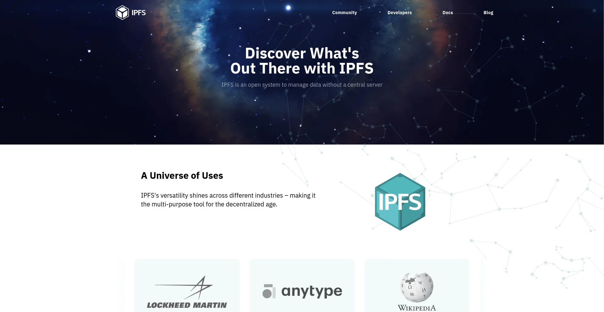 Screenshot of ipfs.io homepage