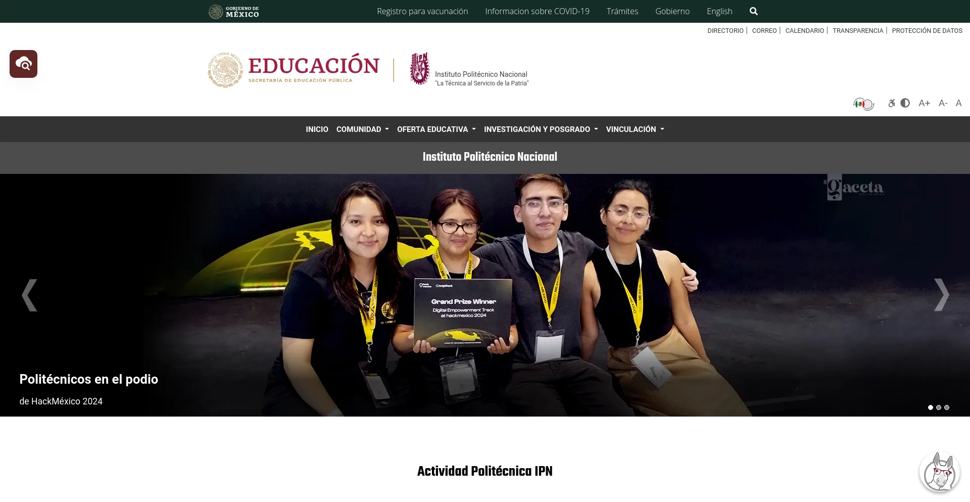 Screenshot of ipn.mx homepage