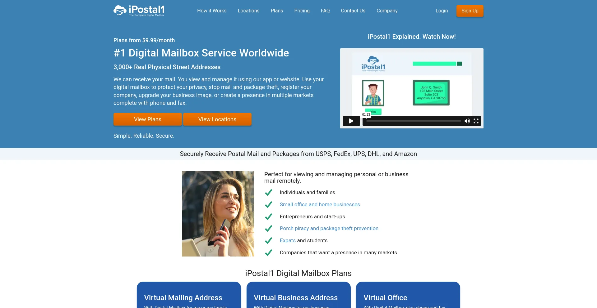 Screenshot of ipostal1.com homepage