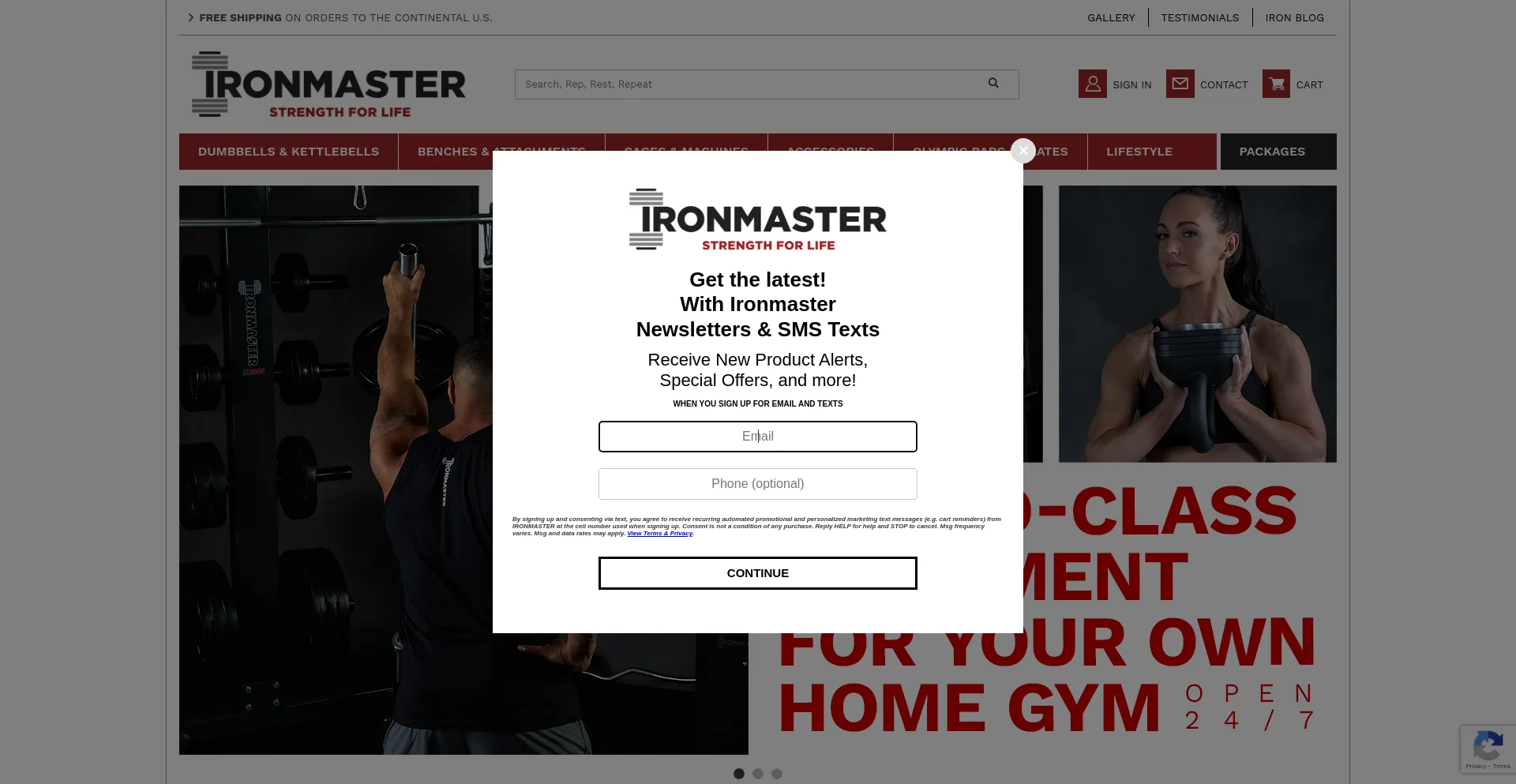 Screenshot of ironmaster.com homepage