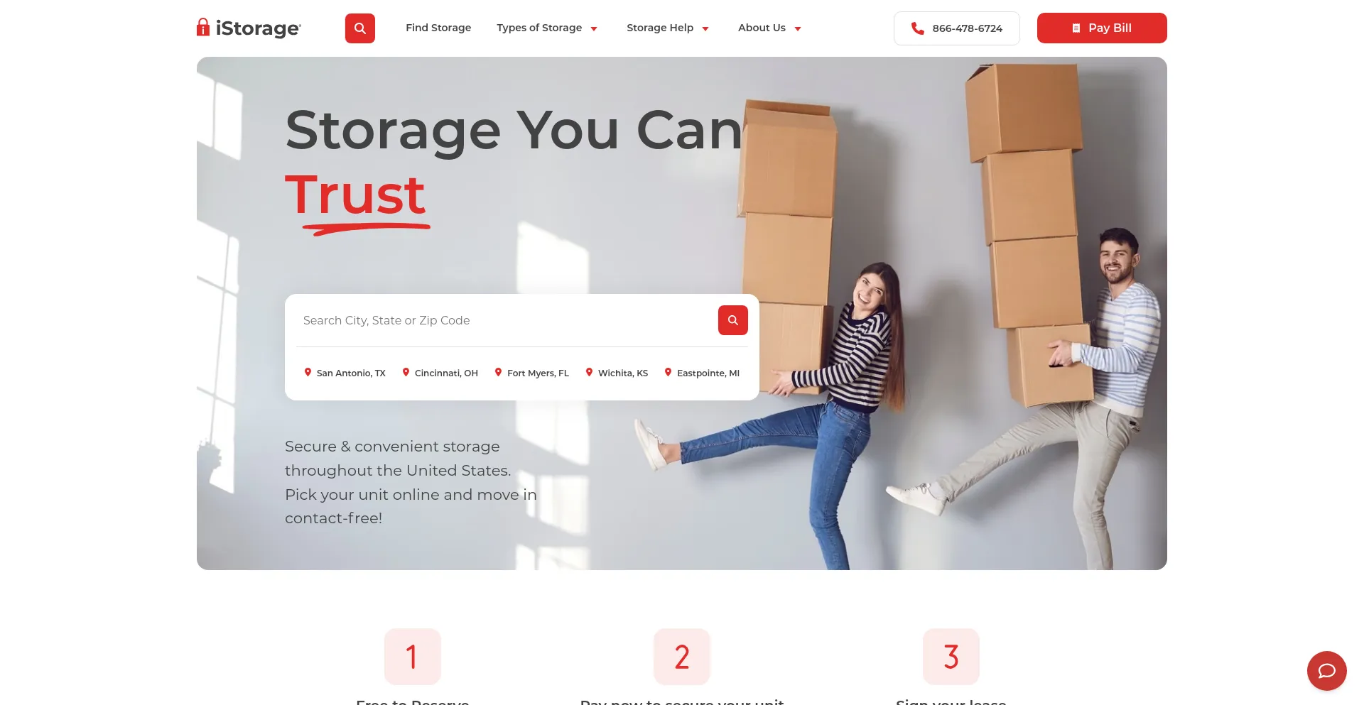 Screenshot of istorage.com homepage