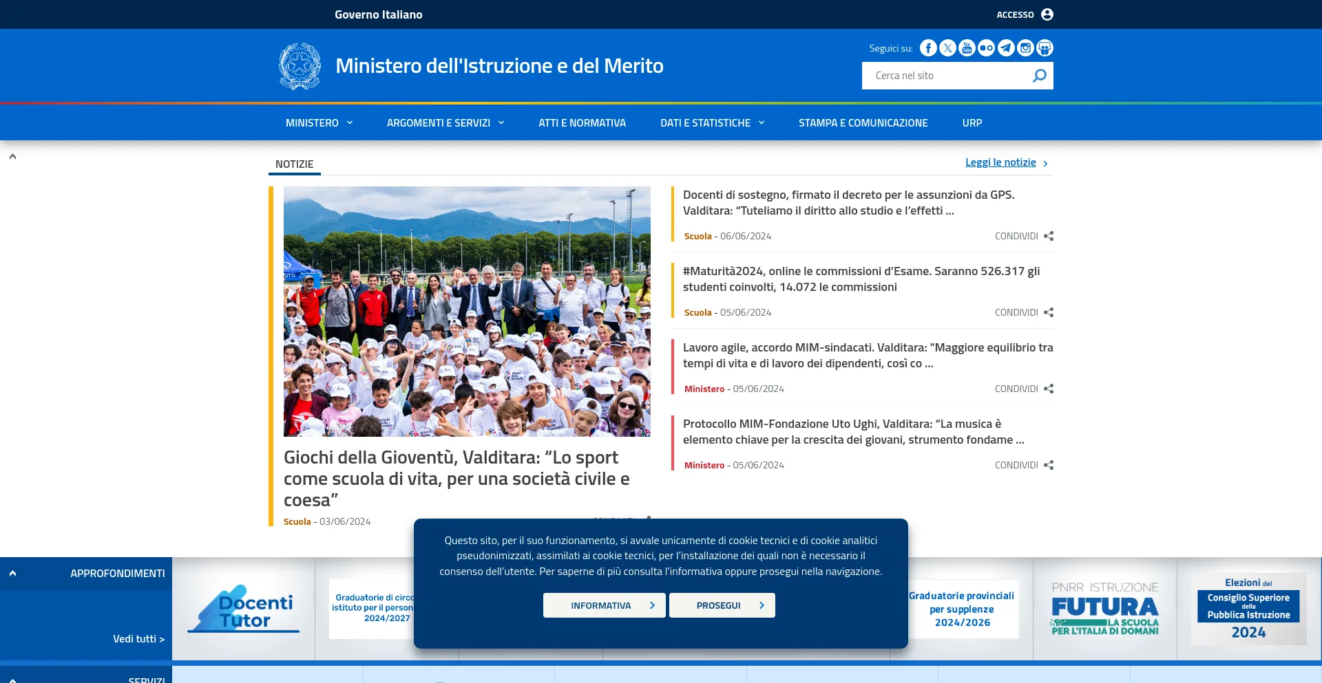 Screenshot of istruzione.it homepage