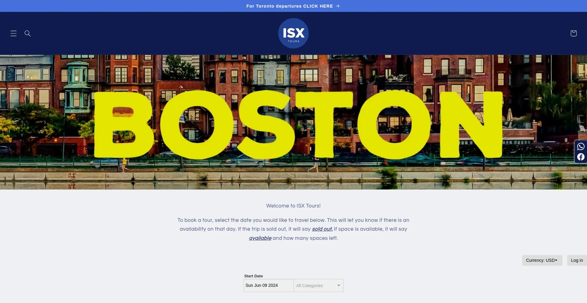 Screenshot of isxtours.com homepage