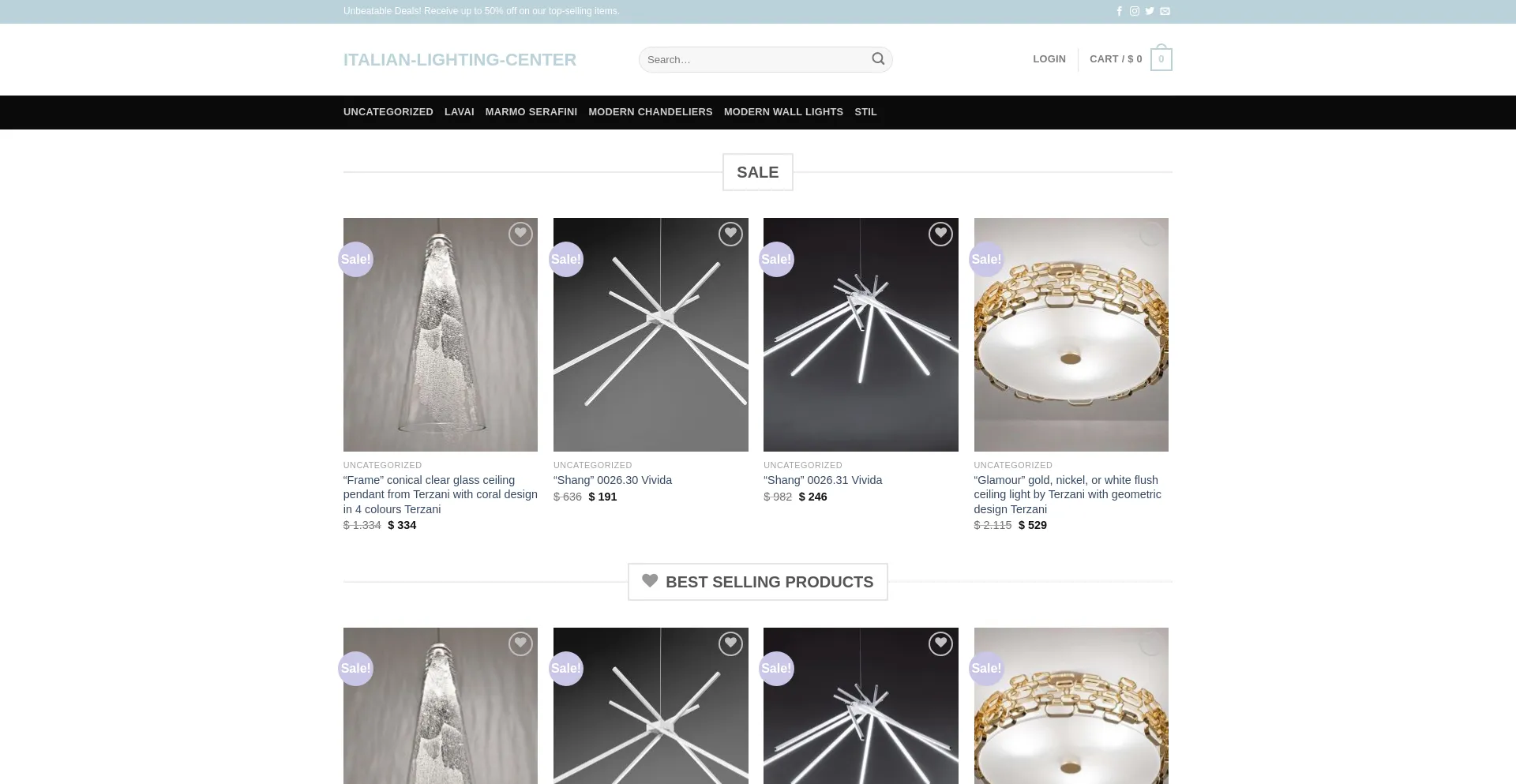 Screenshot of italian-lighting-center.shop homepage