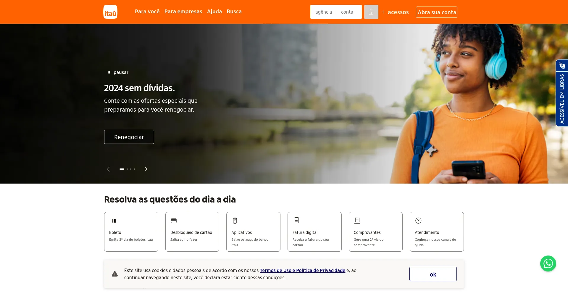 Screenshot of itau.com.br homepage