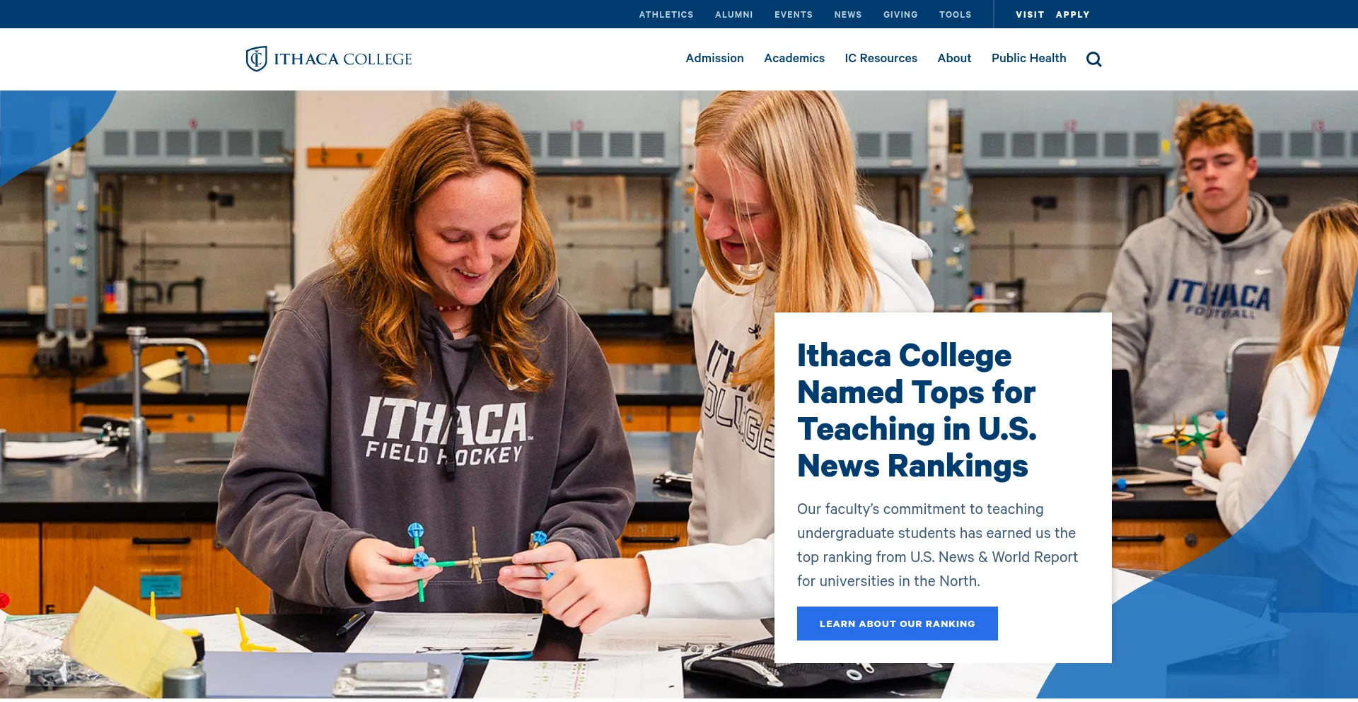 Screenshot of ithaca.edu homepage