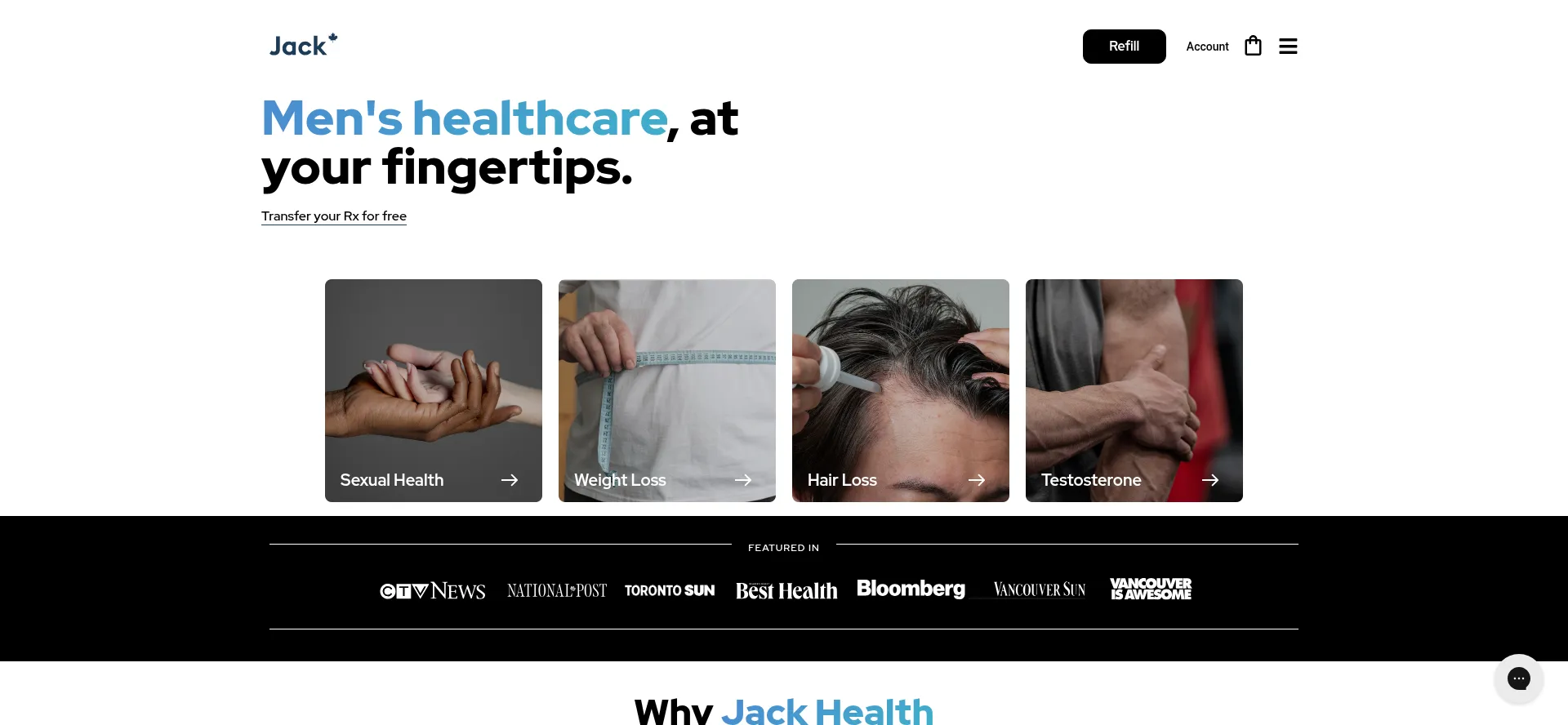 Screenshot of jack.health homepage