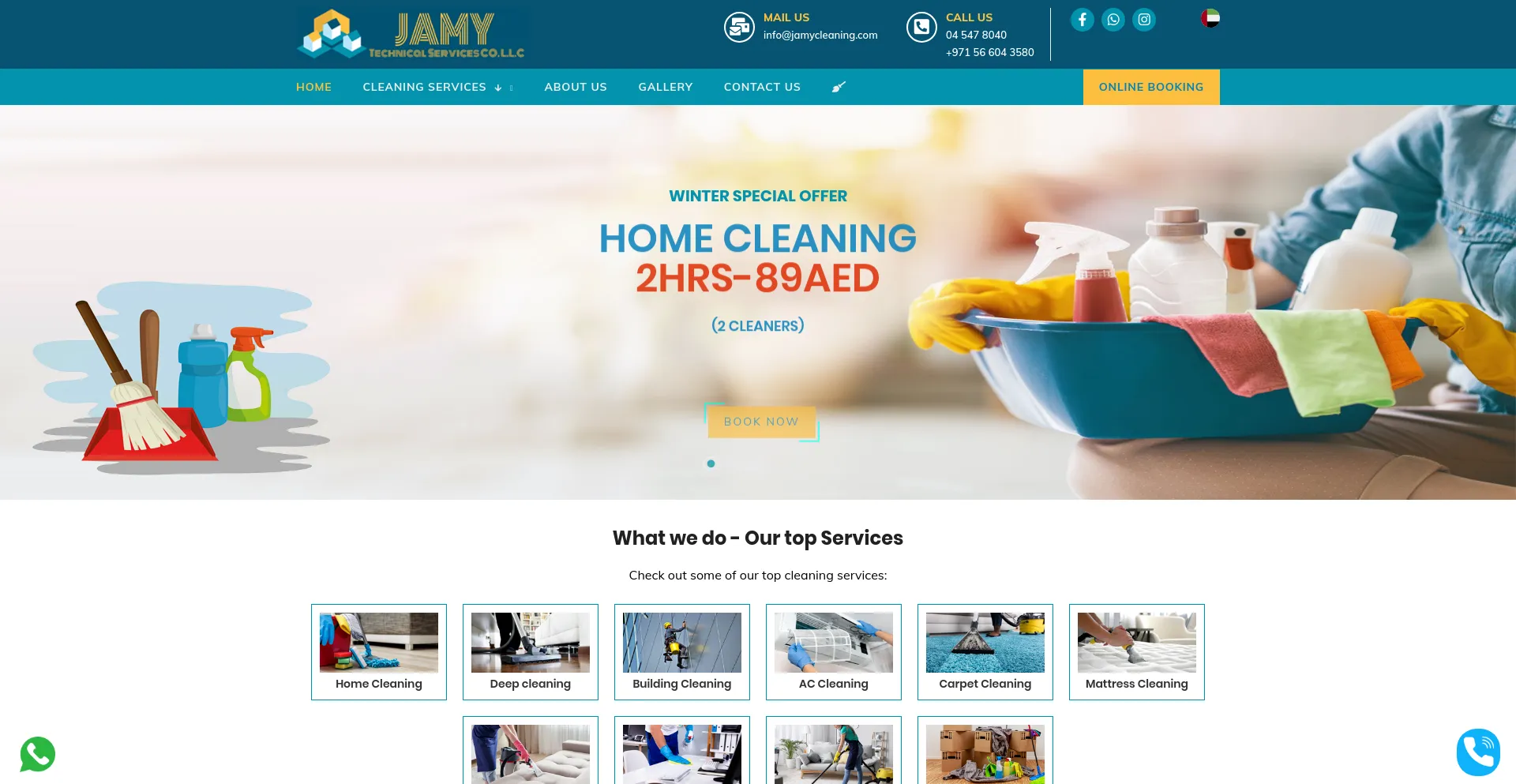 Screenshot of jamycleaning.com homepage