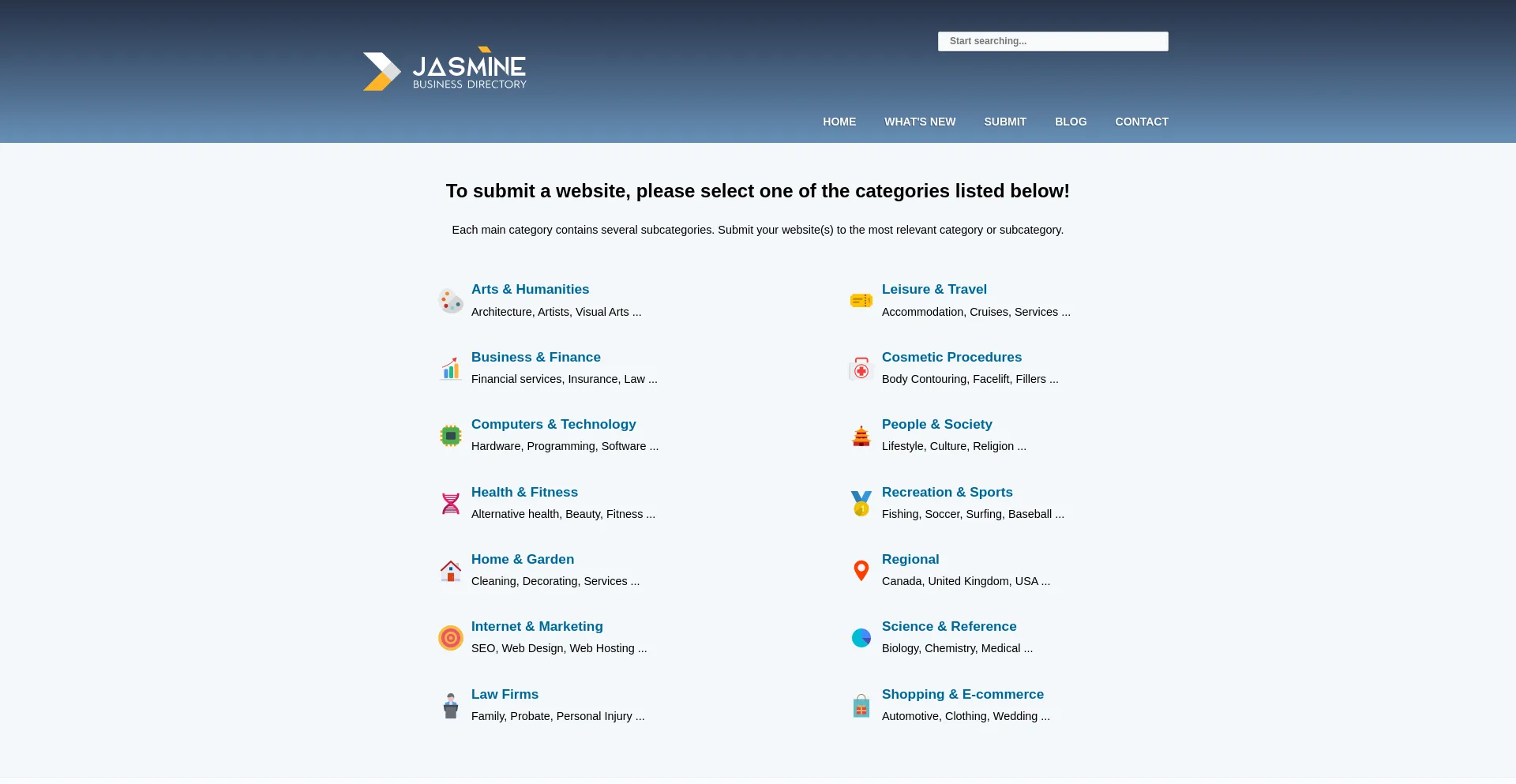 Screenshot of jasminedirectory.com homepage