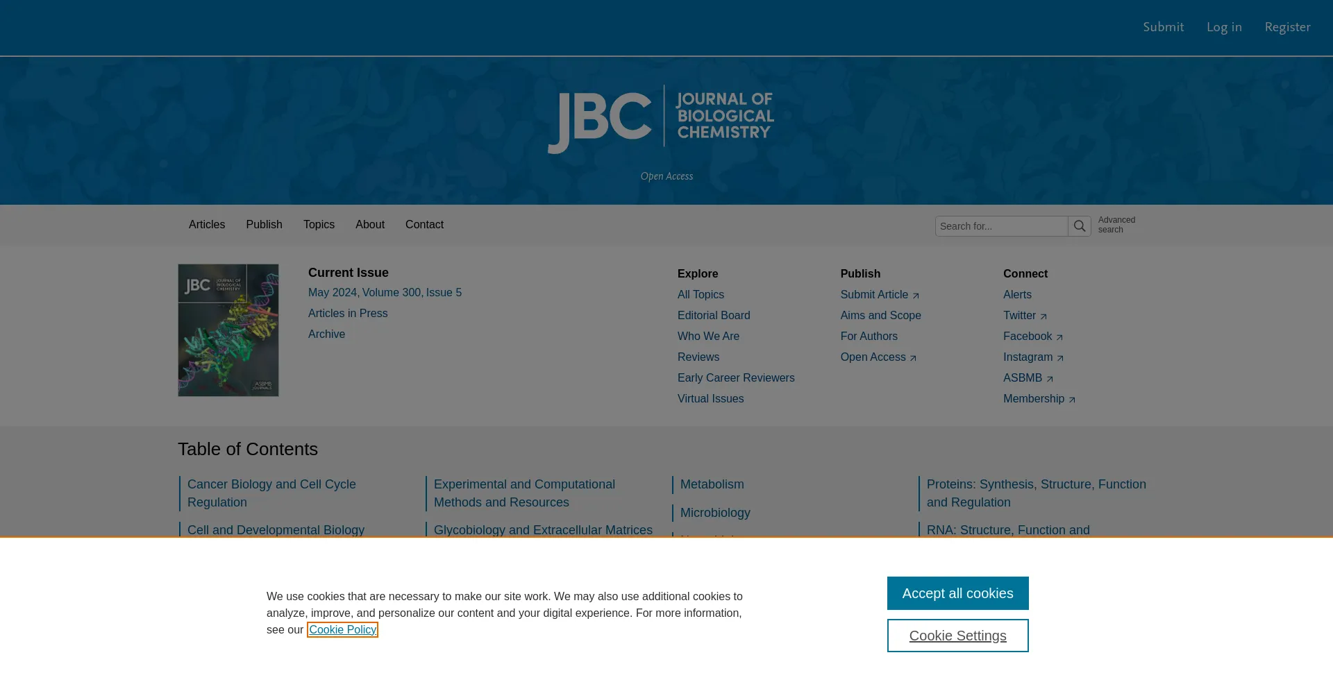 Screenshot of jbc.org homepage