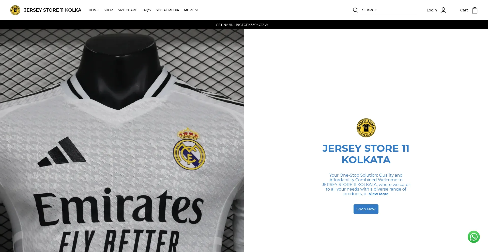 Screenshot of jerseystore11kolkata.in homepage