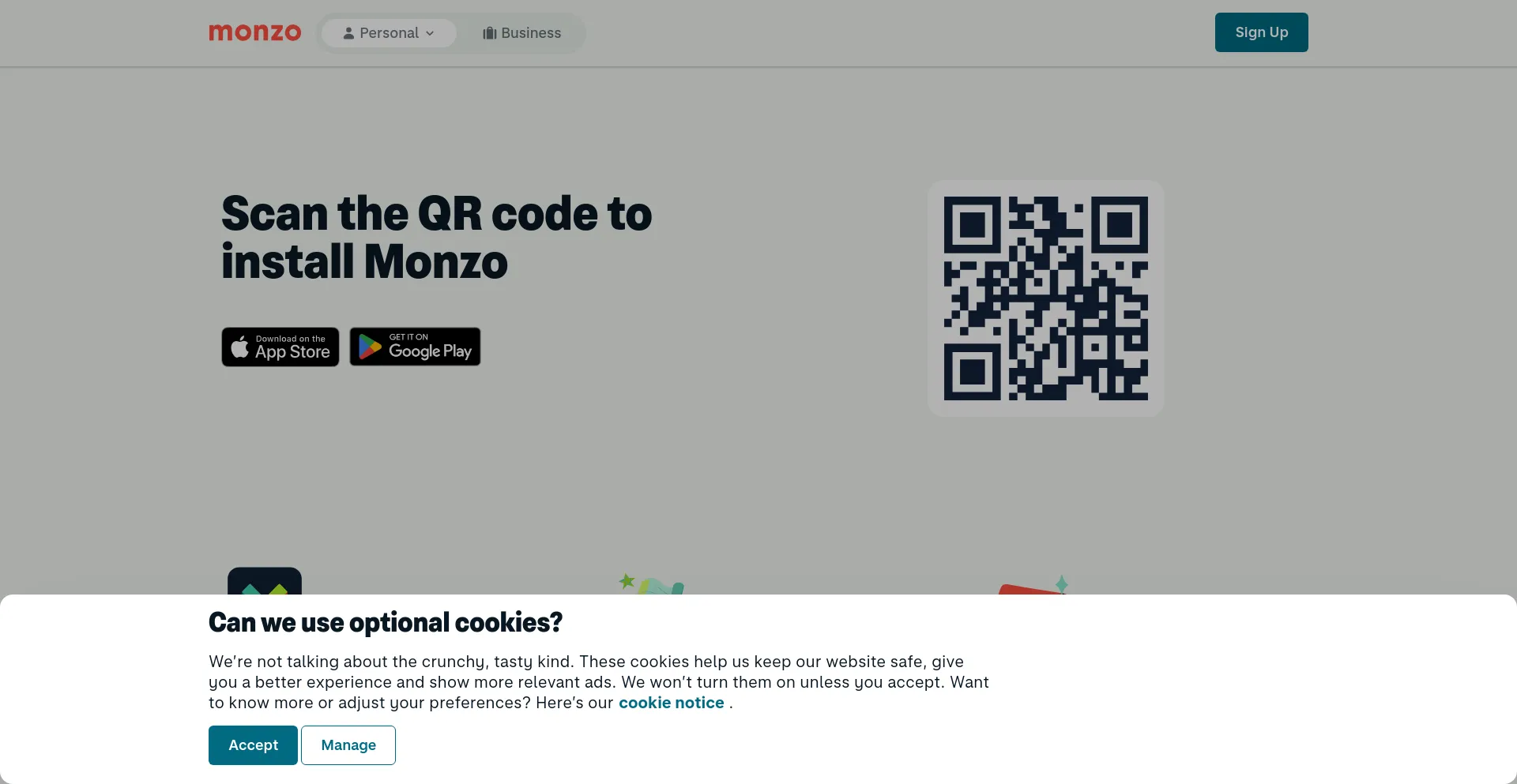 Screenshot of join.monzo.com homepage