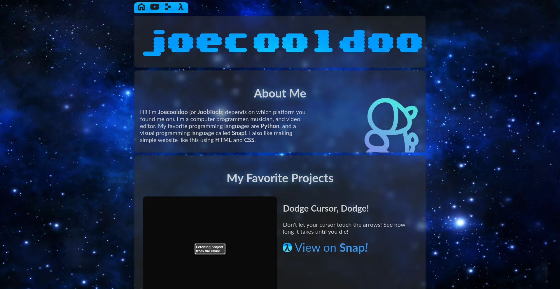 Screenshot of joob.xyz homepage