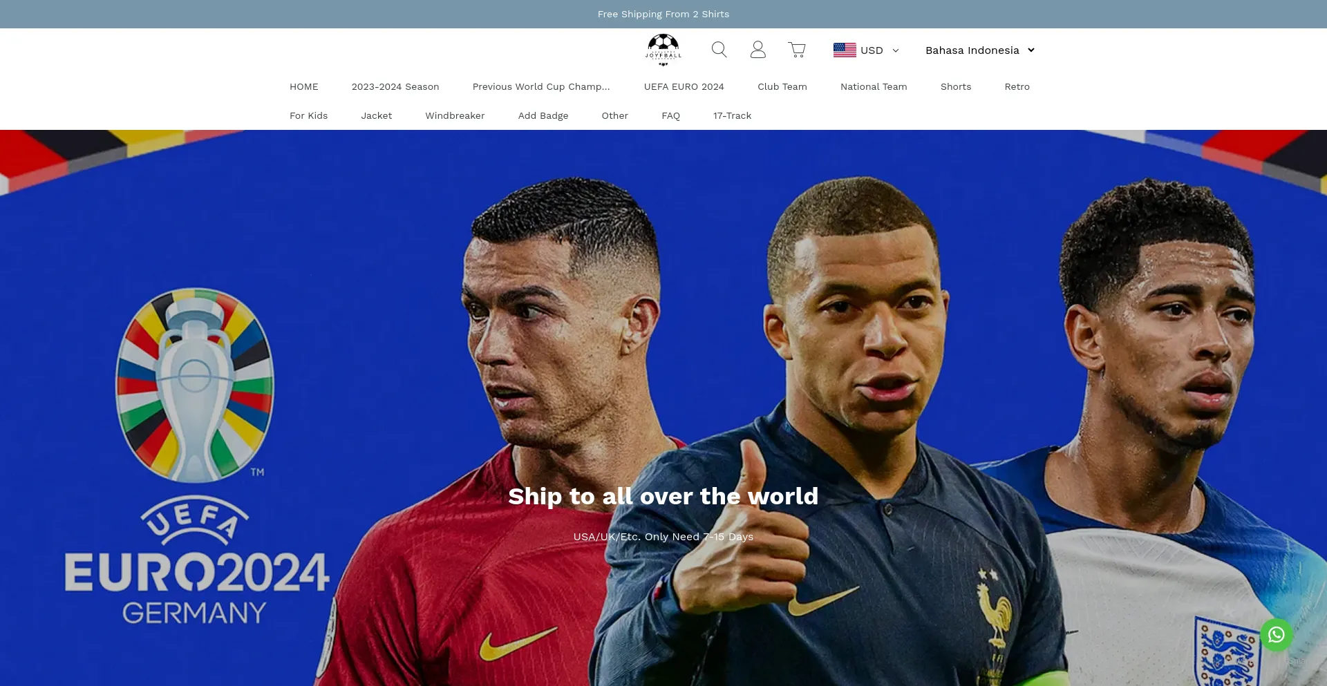 Screenshot of joyfball.club homepage