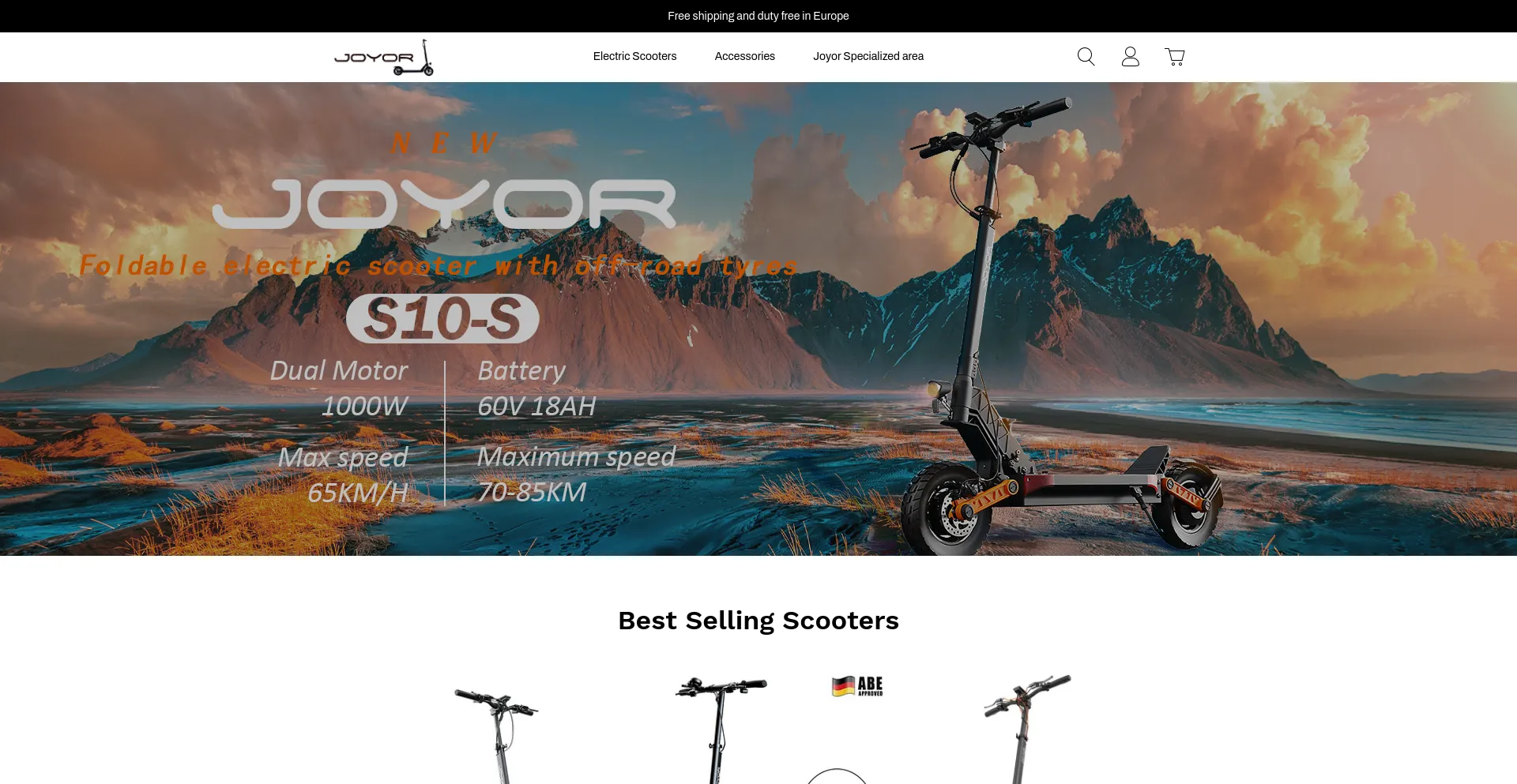 Screenshot of joyorescooter-eu.com homepage