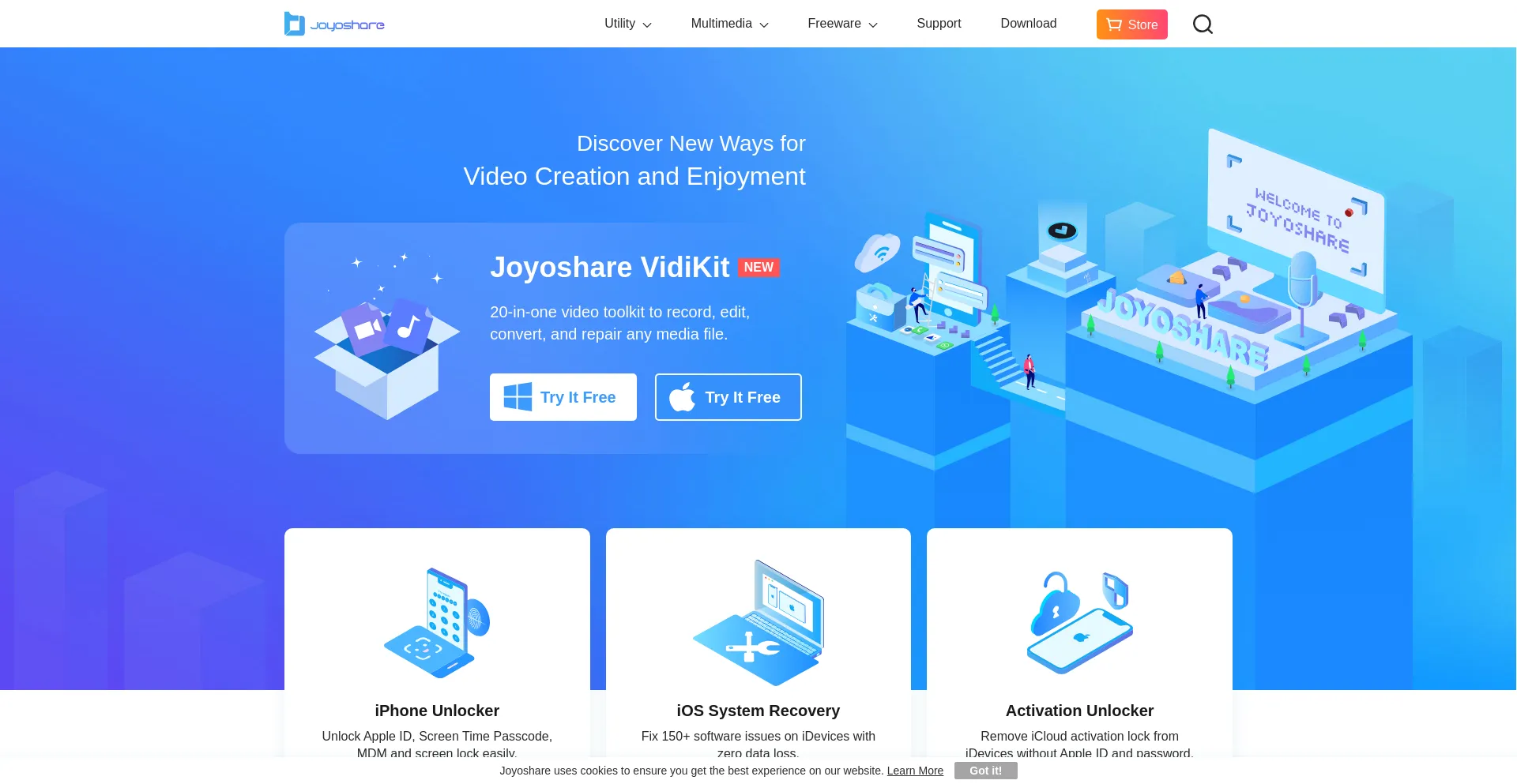 Screenshot of joyoshare.com homepage