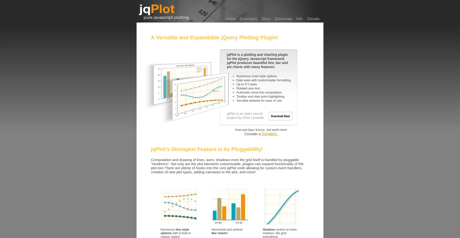 Screenshot of jqplot.com homepage