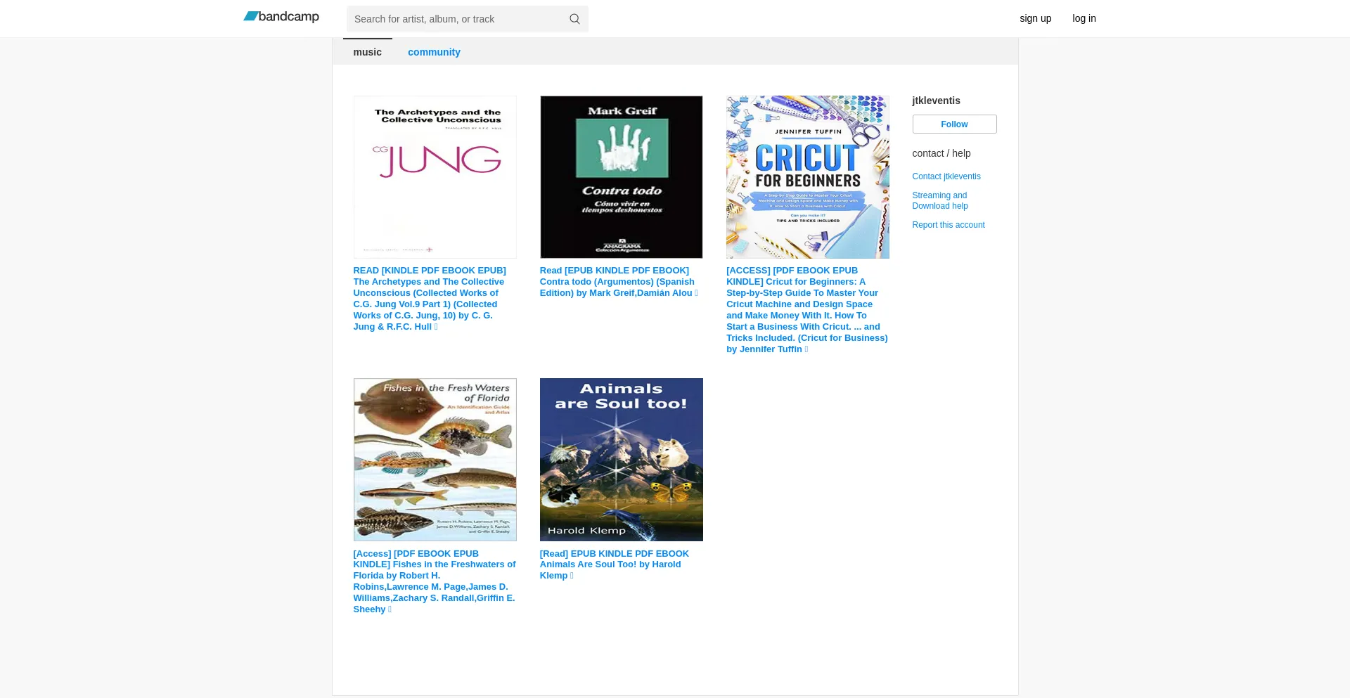 Screenshot of jtkleventis.bandcamp.com homepage