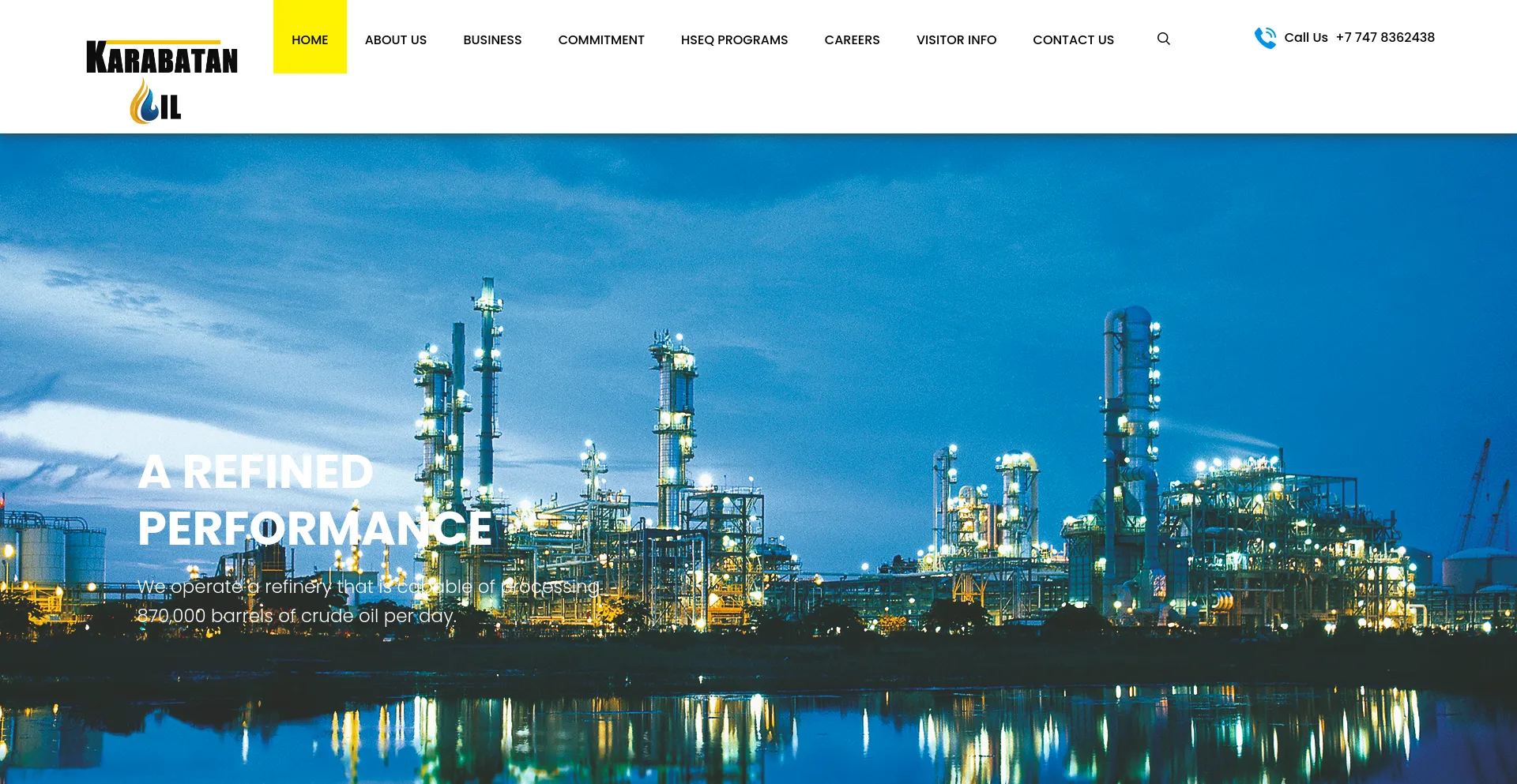 Screenshot of karabatanoil.kz homepage