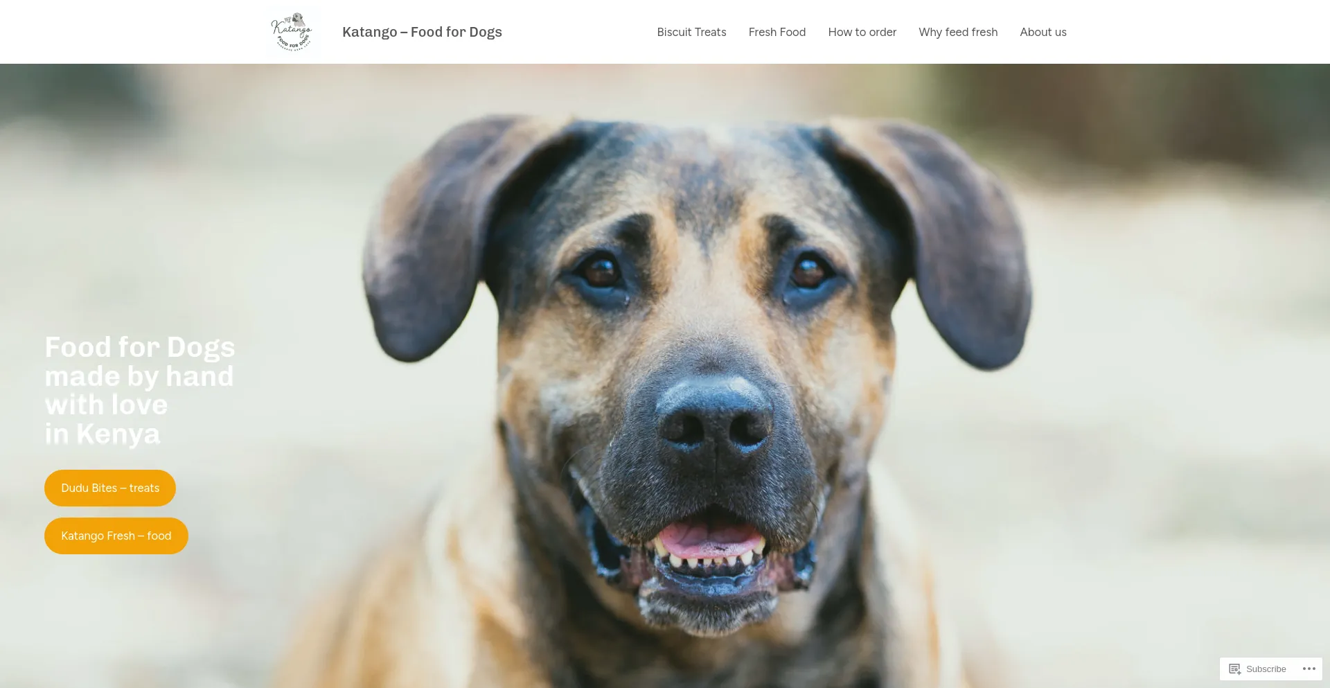 Screenshot of katangodogfood.com homepage