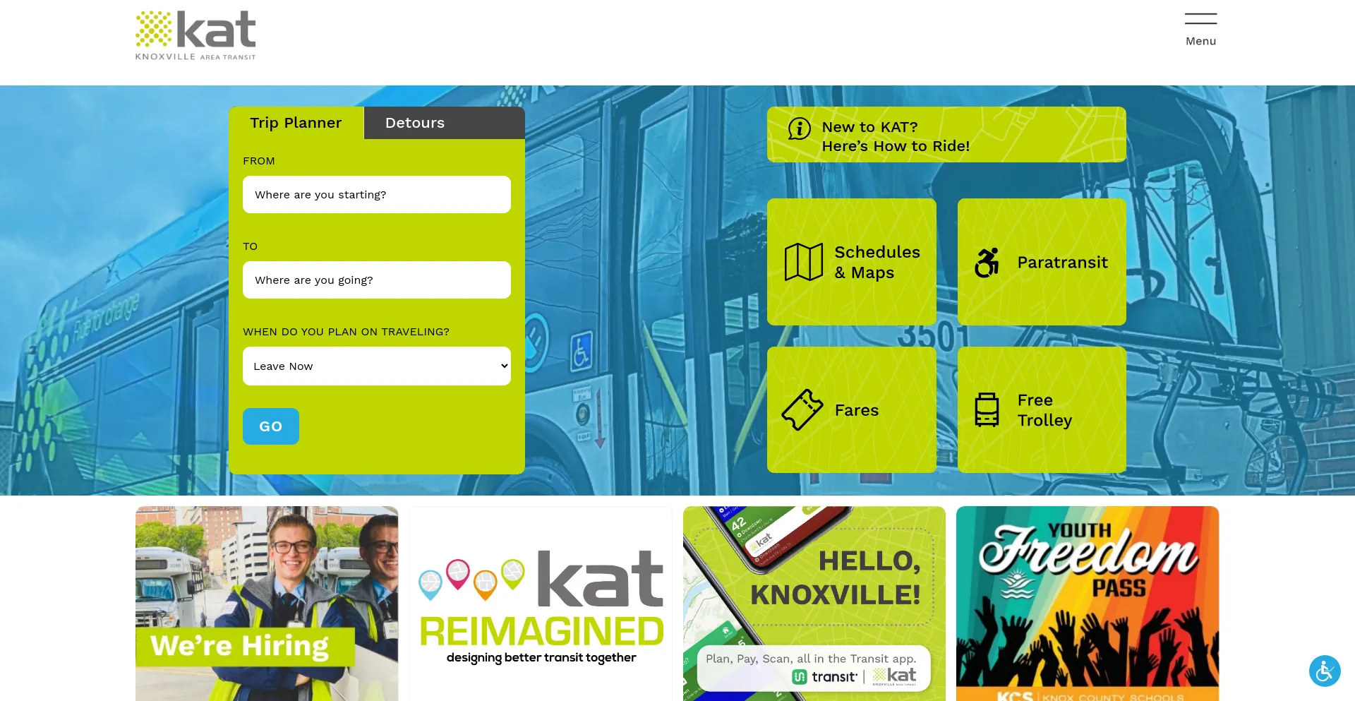 Screenshot of katbus.com homepage