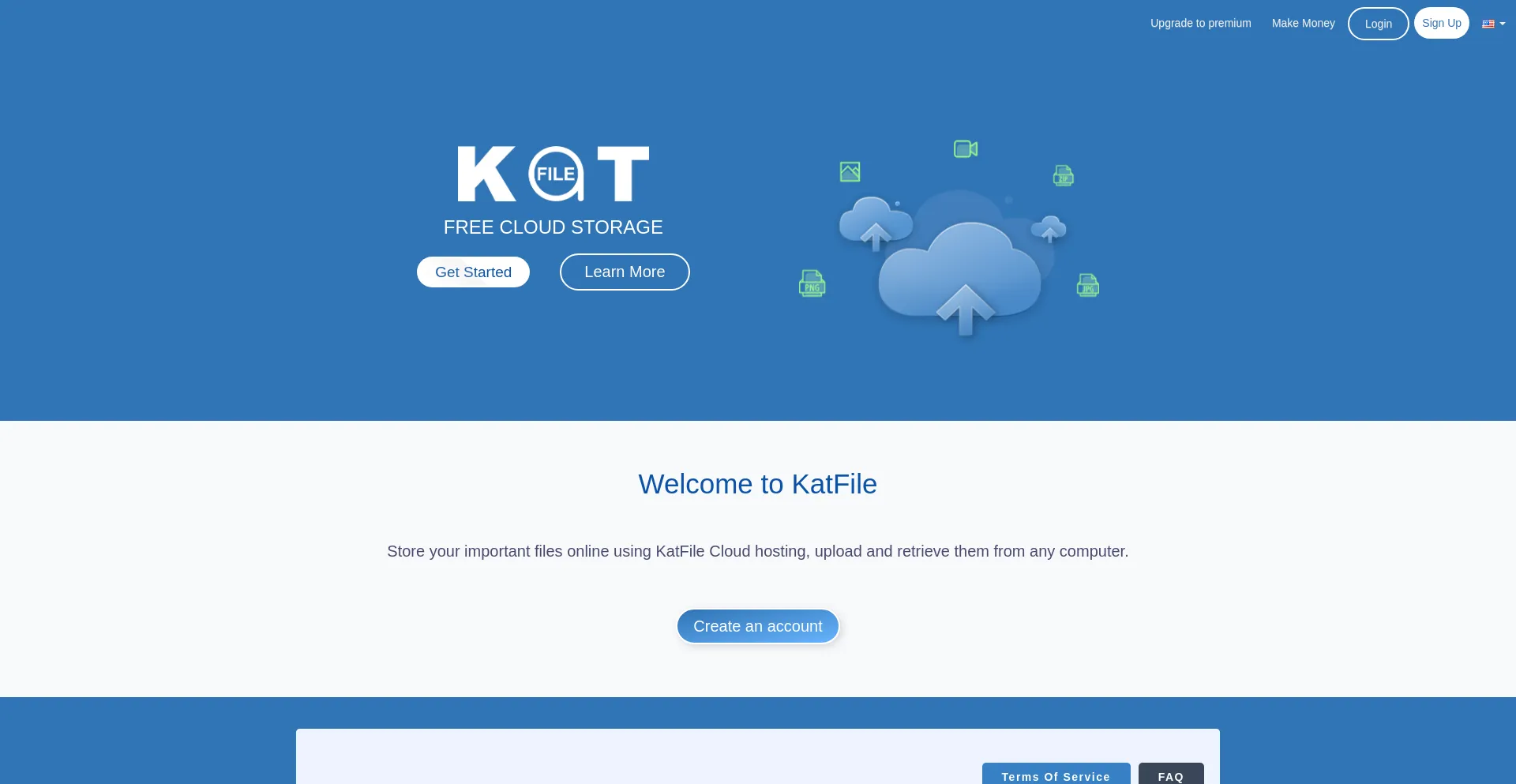 Screenshot of katfile.com homepage