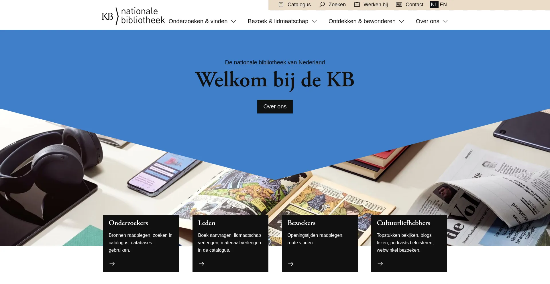 Screenshot of kb.nl homepage