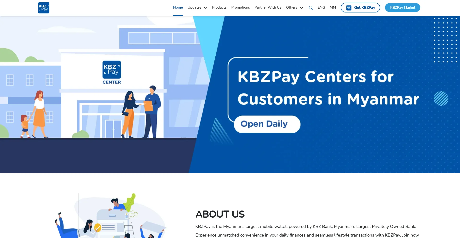 Screenshot of kbzpay.com homepage