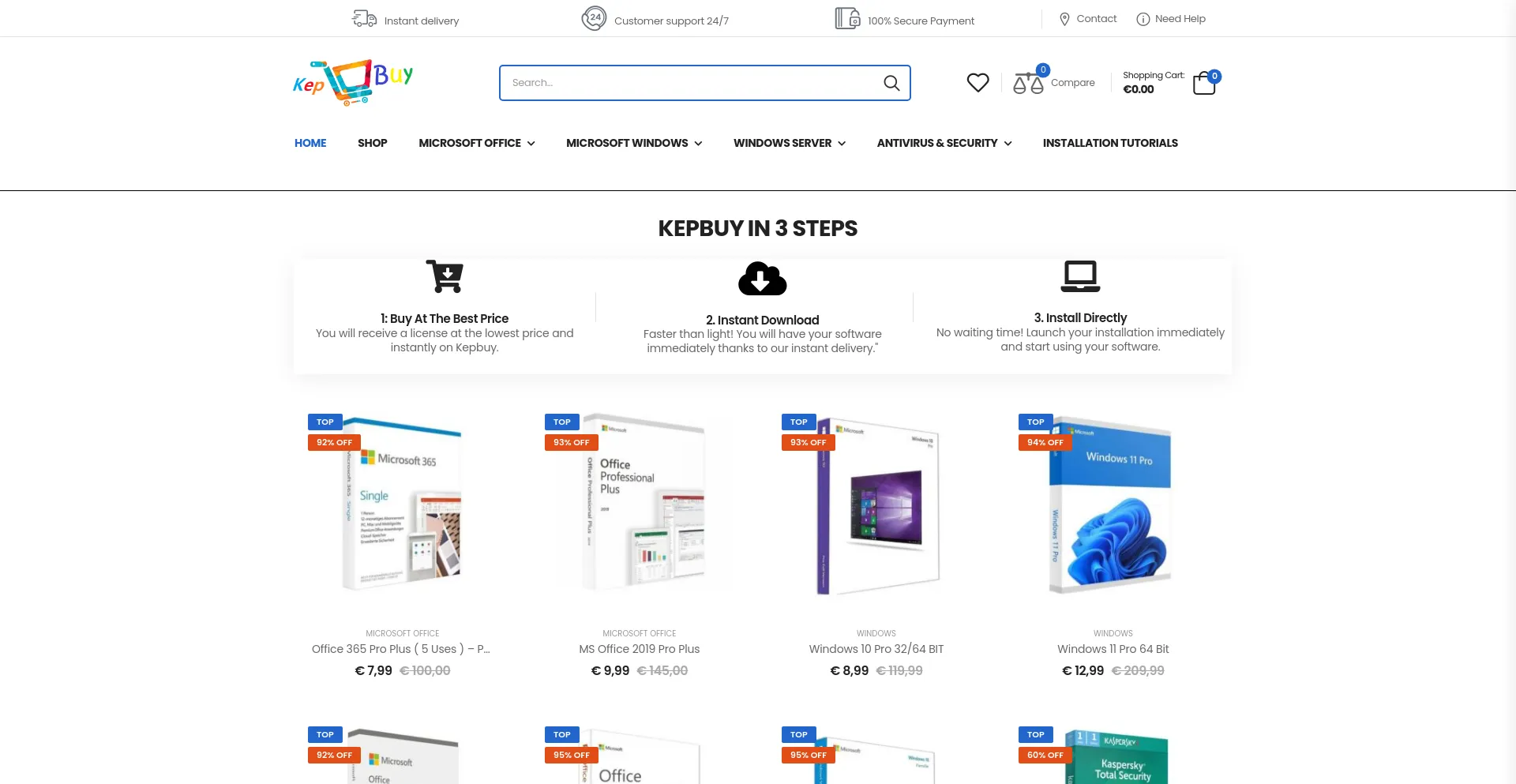 Screenshot of kepbuy.com homepage