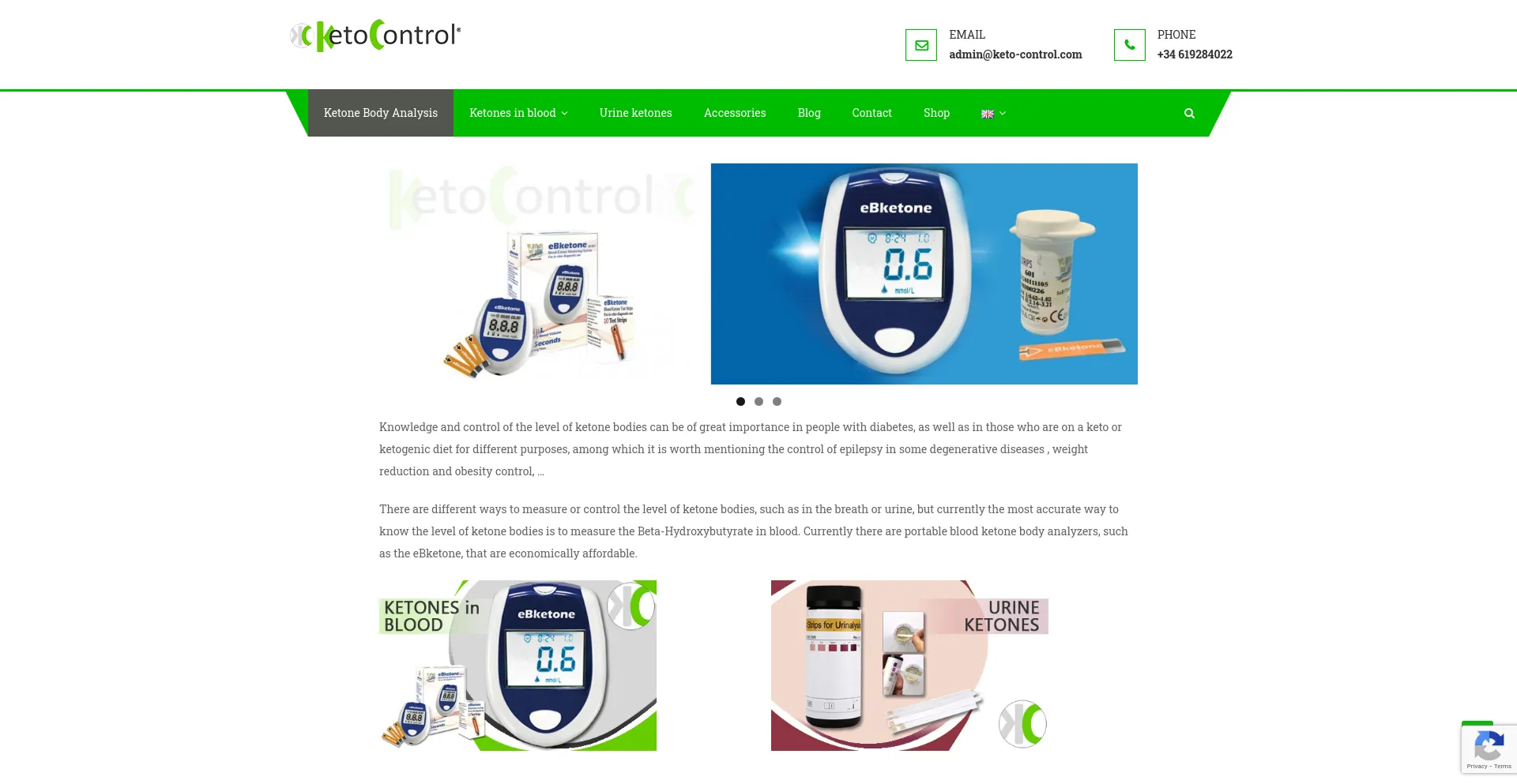 Screenshot of keto-control.com homepage