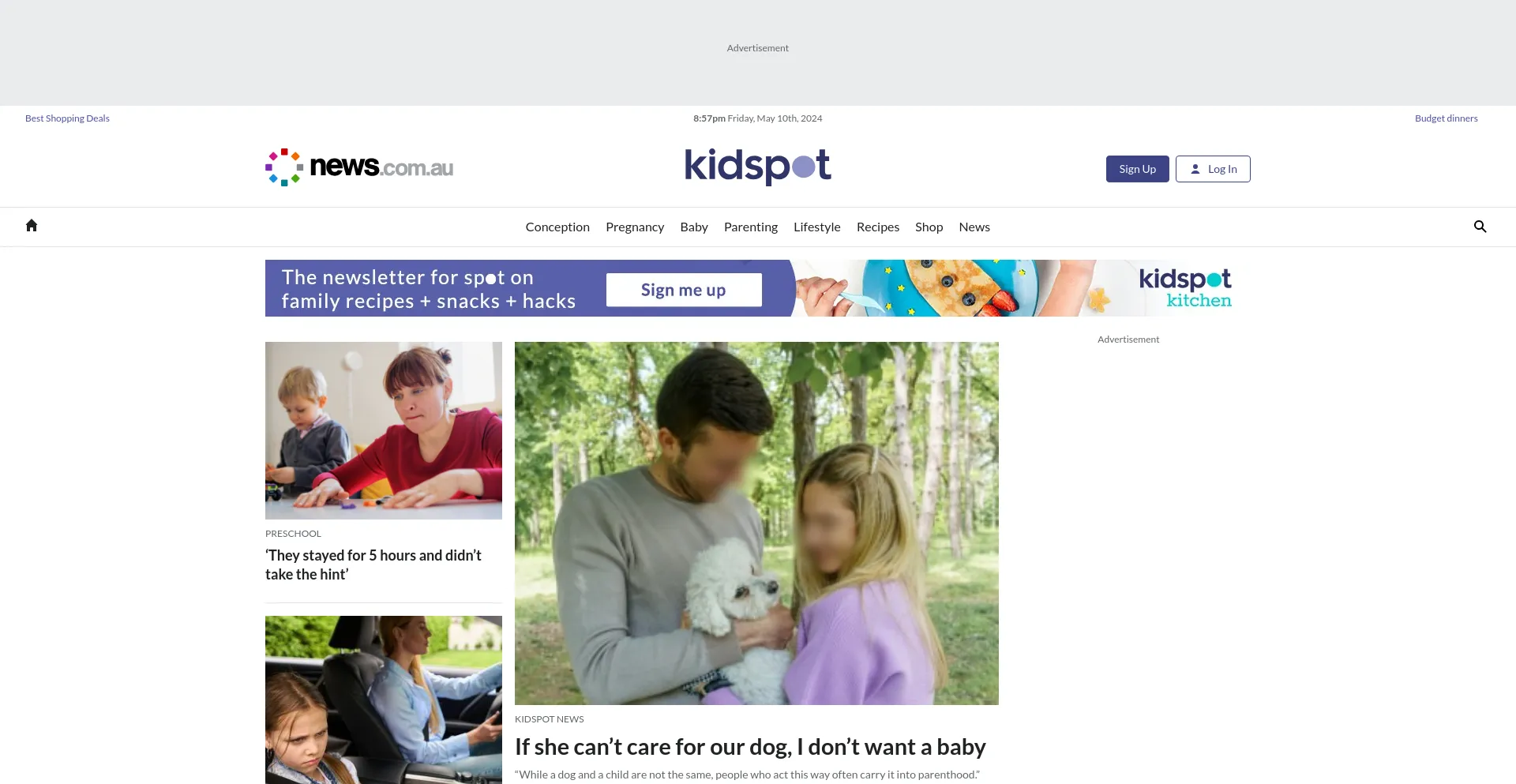 Screenshot of kidspot.com.au homepage