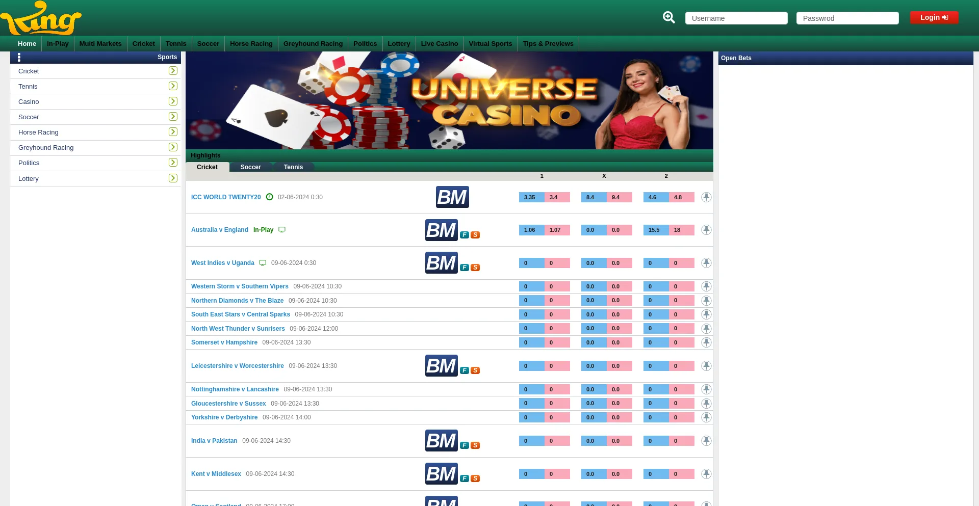 Screenshot of kingexchange.com homepage