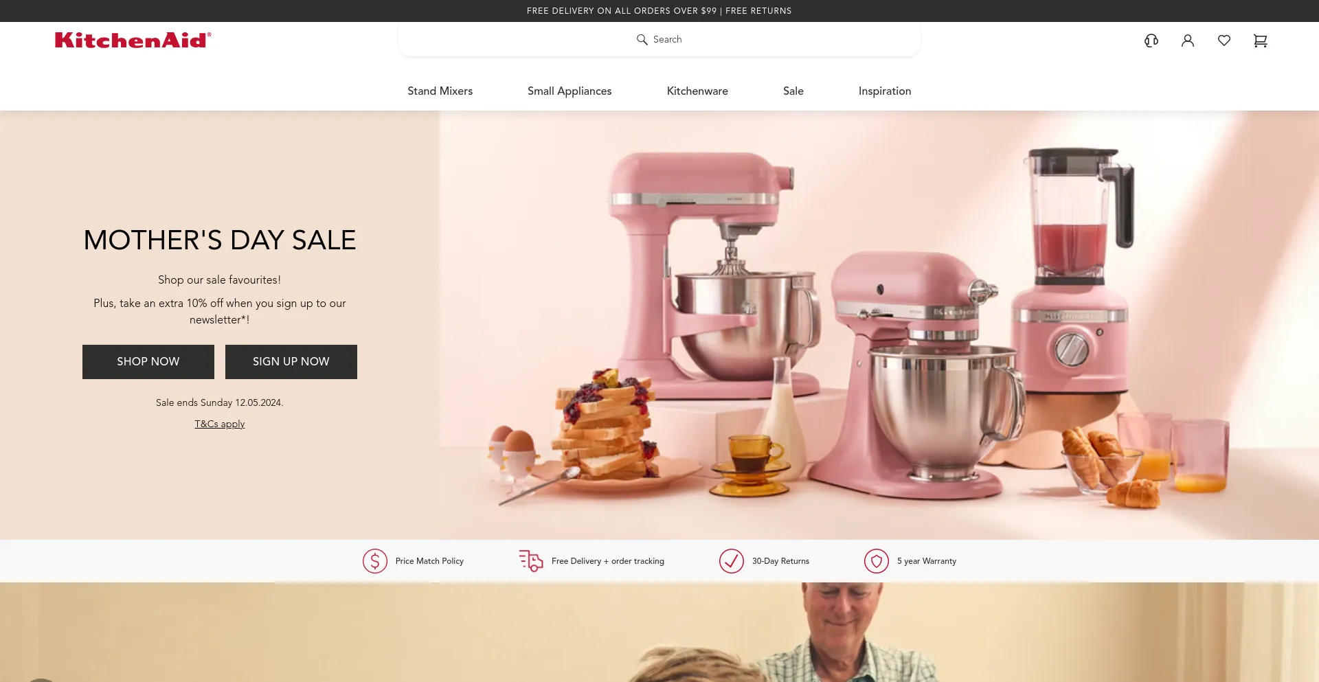 Screenshot of kitchenaid.com.au homepage