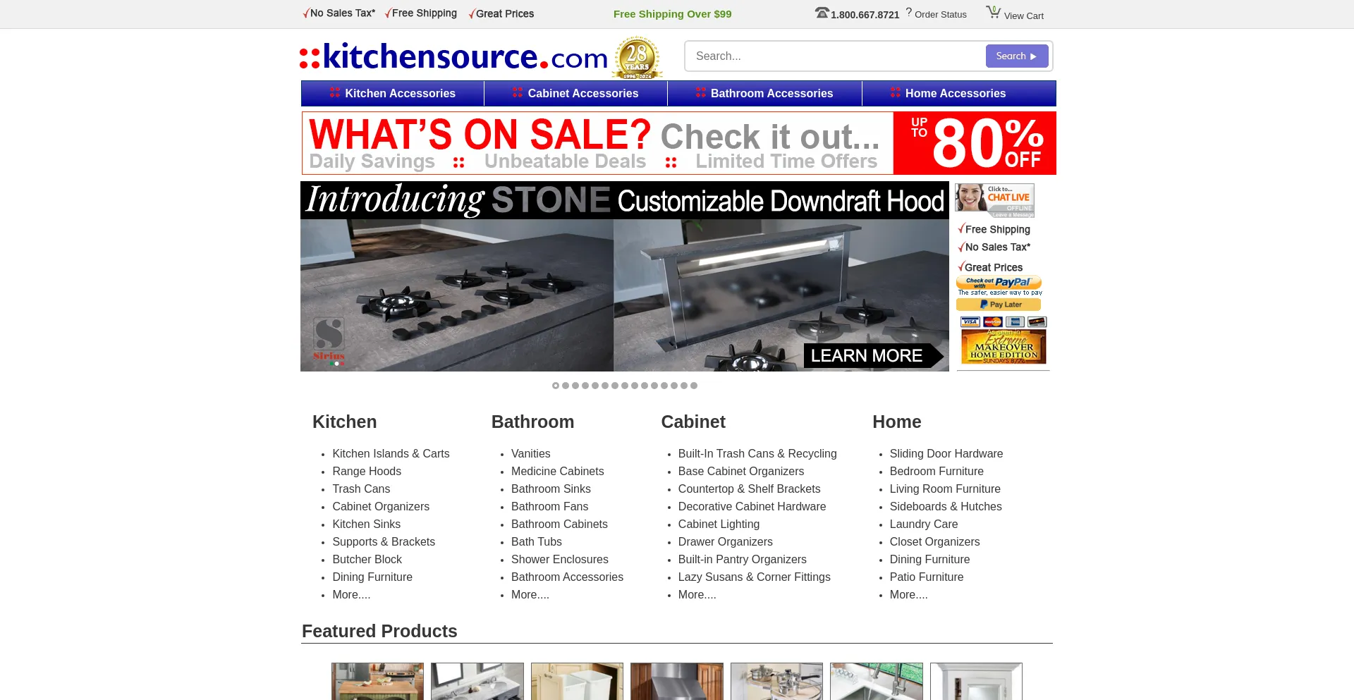 Screenshot of kitchensource.com homepage