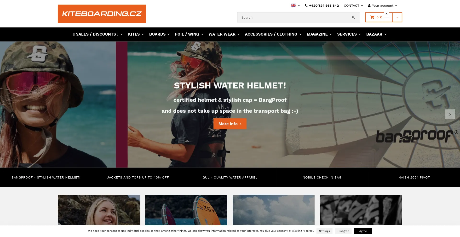 Screenshot of kiteboarding1.eu homepage