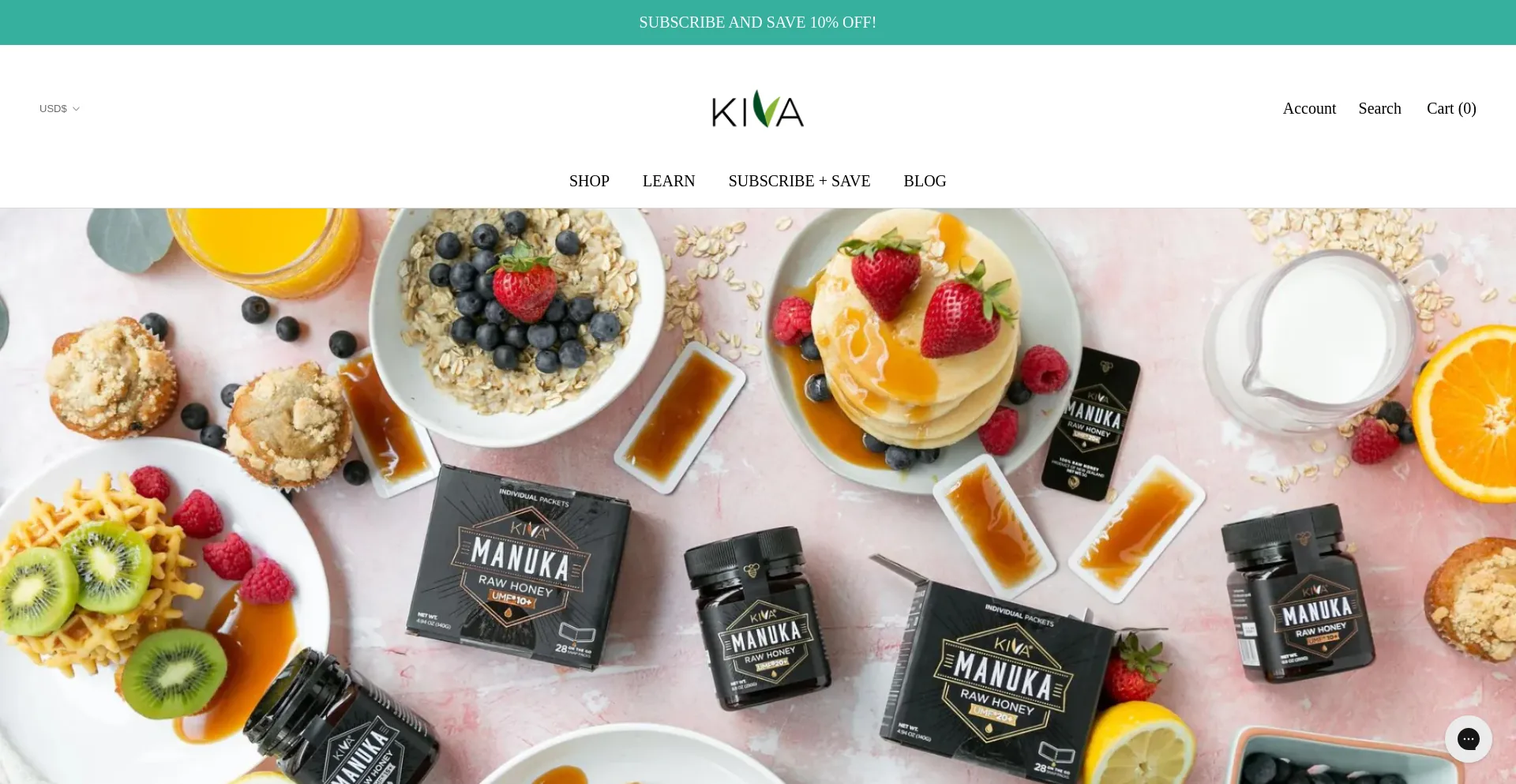 Screenshot of kivahealthfood.com homepage