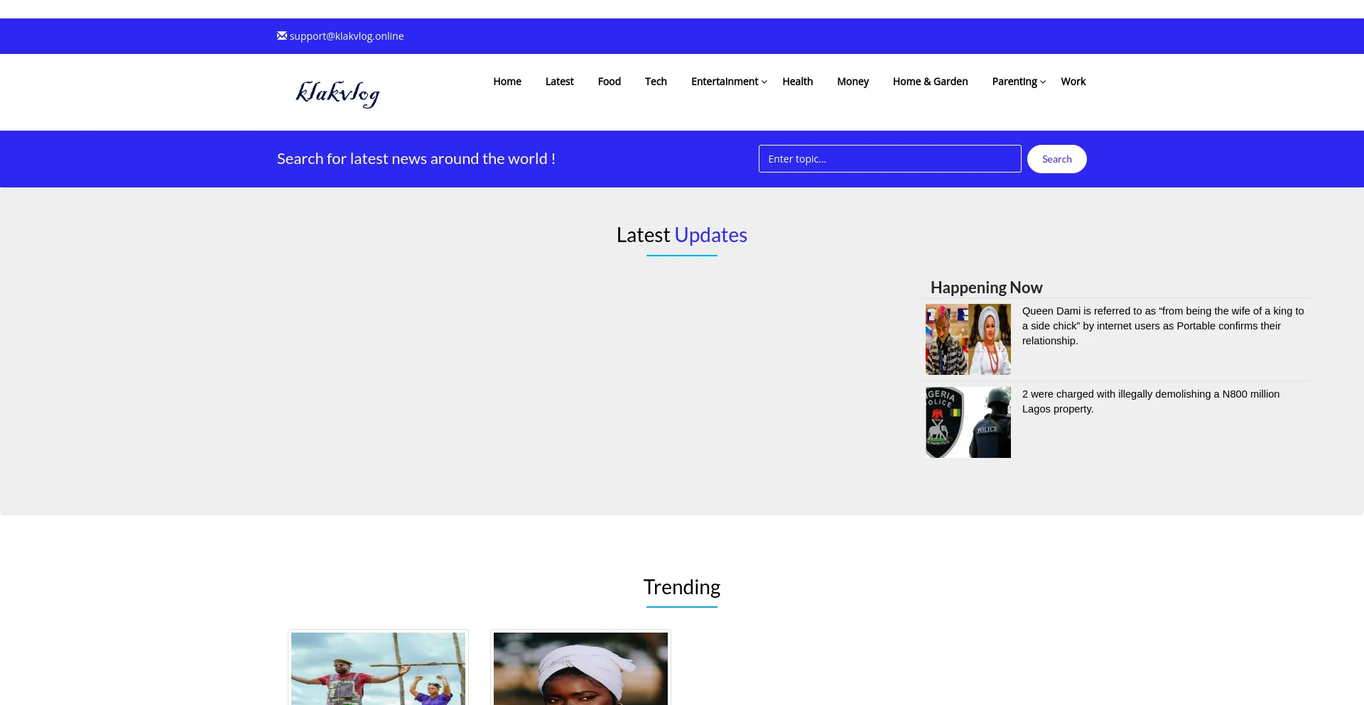 Screenshot of klakvlog.online homepage