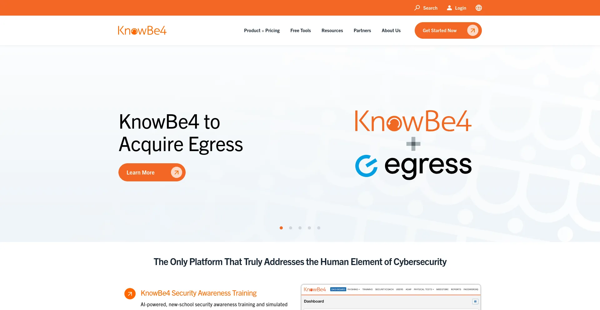 Screenshot of knowbe4.com homepage