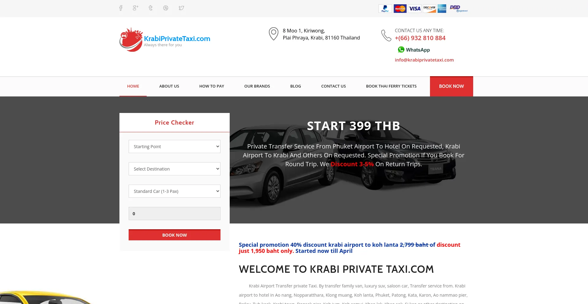 Screenshot of krabiprivatetaxi.com homepage