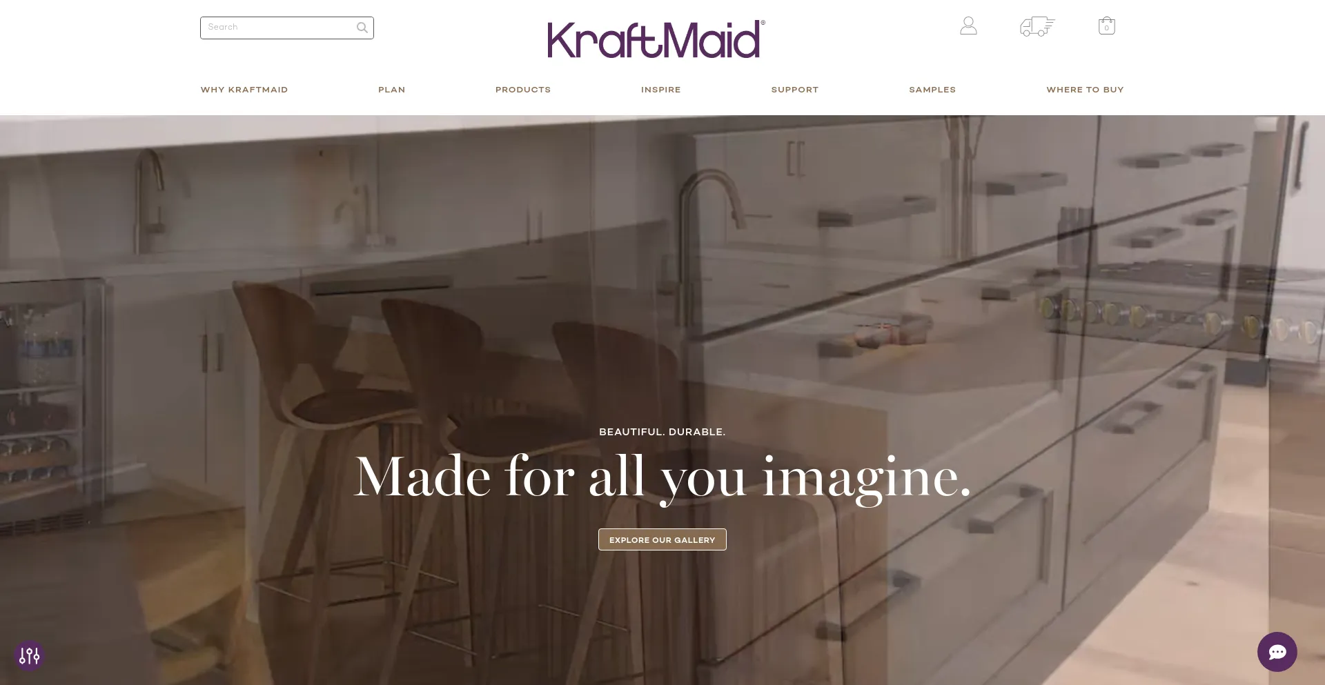 Screenshot of kraftmaid.com homepage