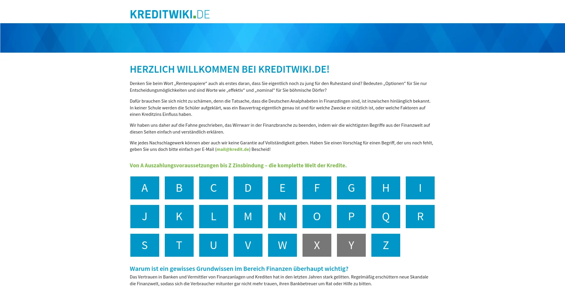 Screenshot of kreditwiki.de homepage